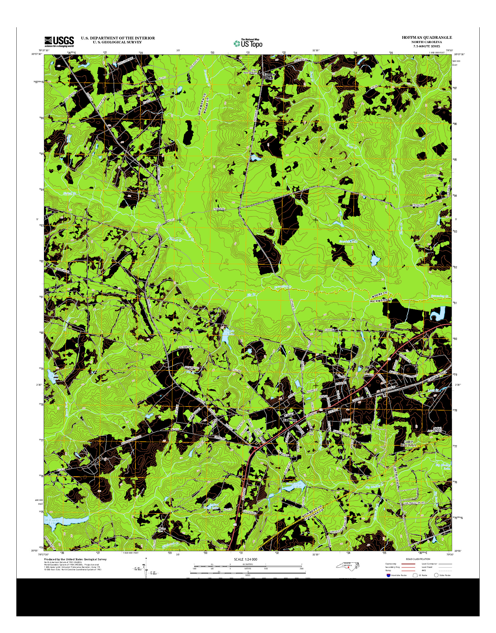 USGS US TOPO 7.5-MINUTE MAP FOR HOFFMAN, NC 2013