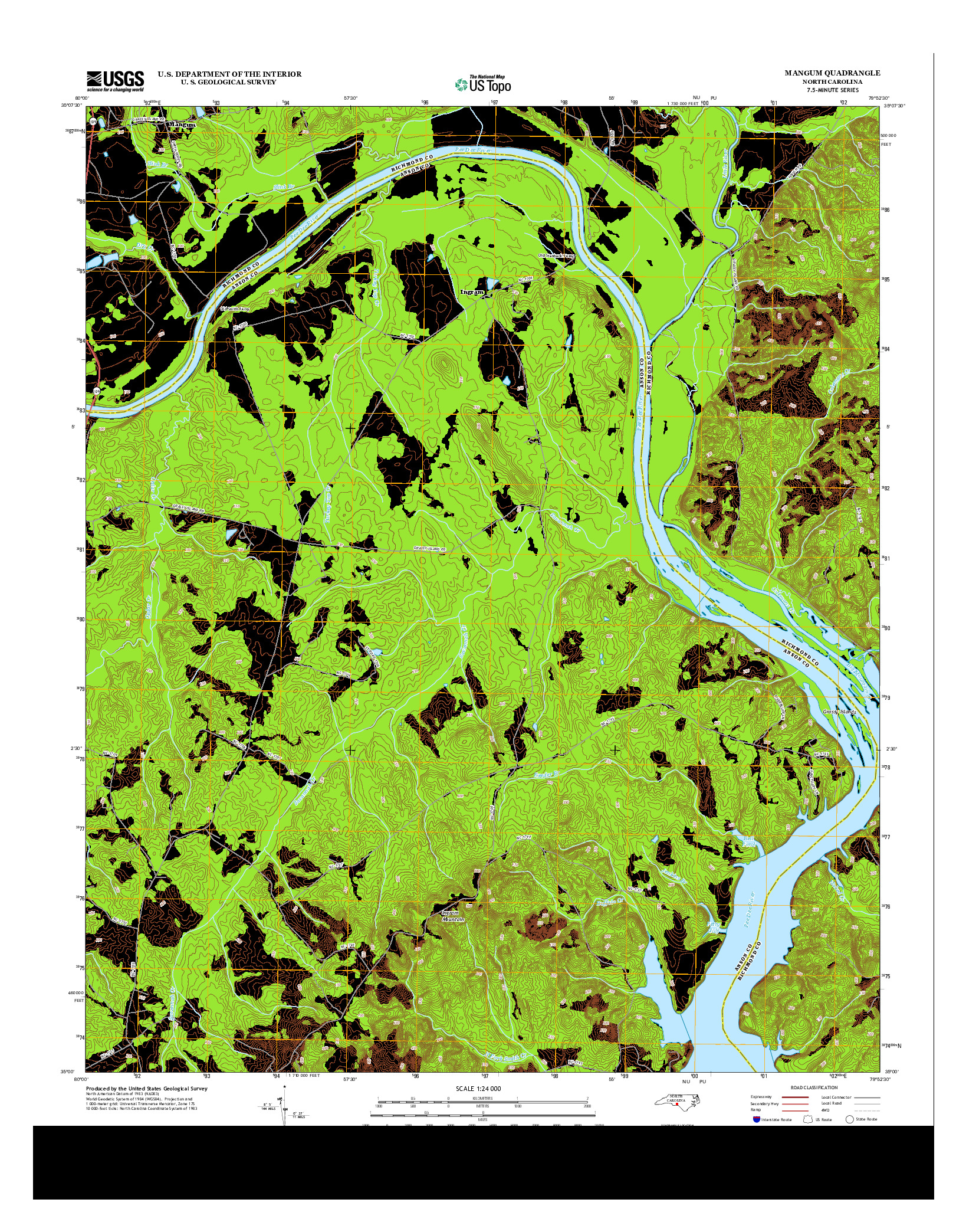 USGS US TOPO 7.5-MINUTE MAP FOR MANGUM, NC 2013