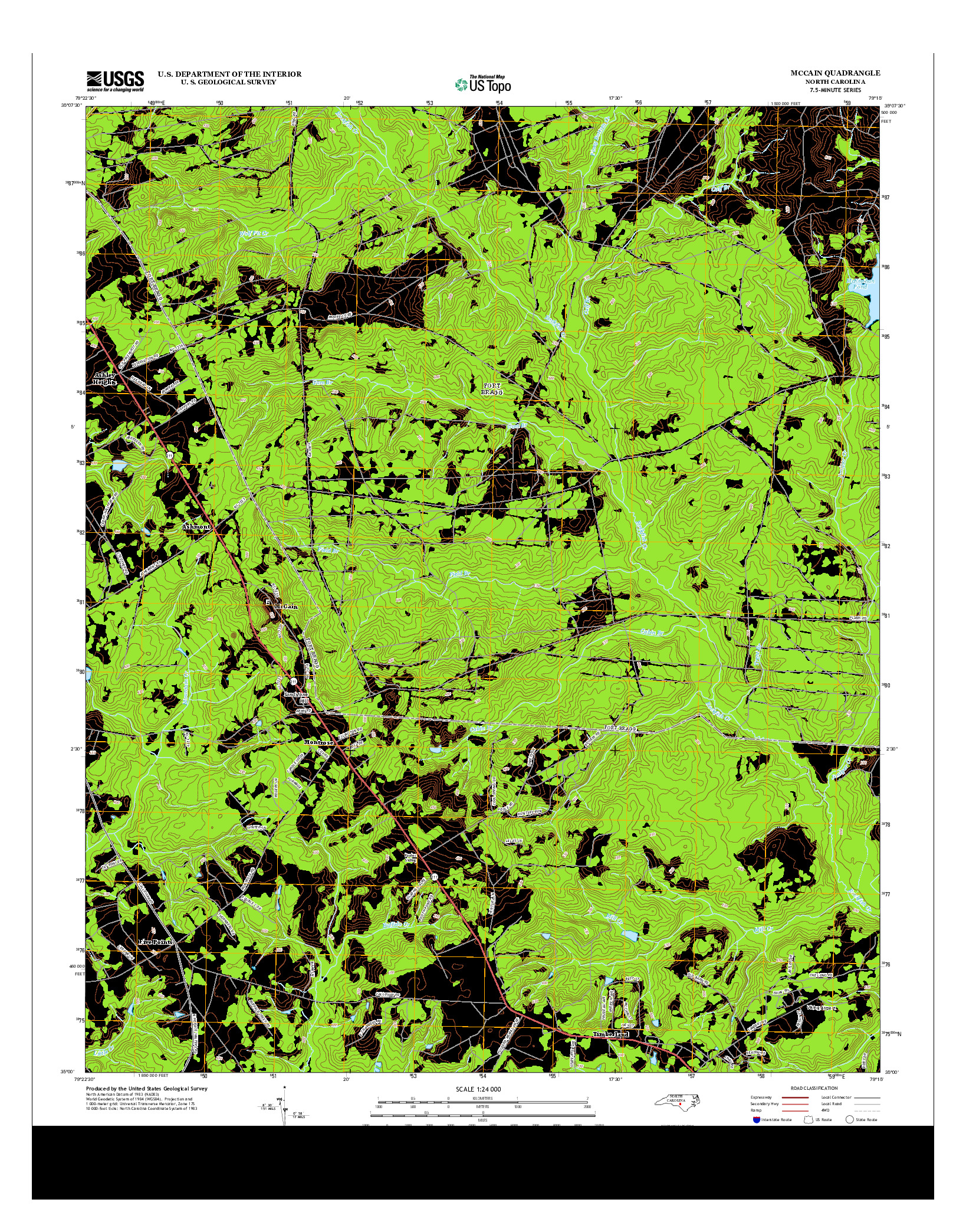 USGS US TOPO 7.5-MINUTE MAP FOR MCCAIN, NC 2013