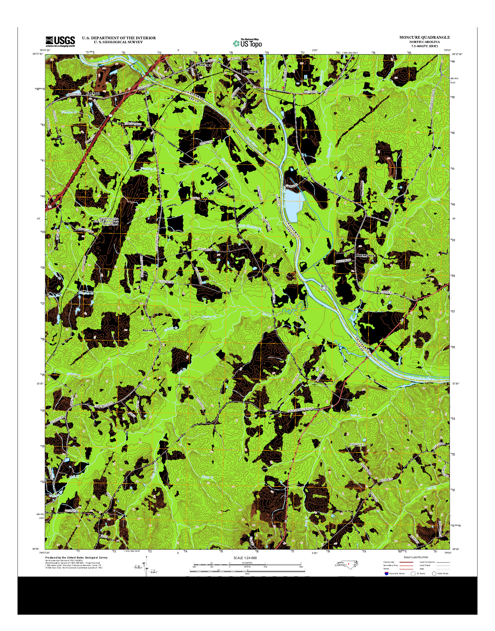 USGS US TOPO 7.5-MINUTE MAP FOR MONCURE, NC 2013