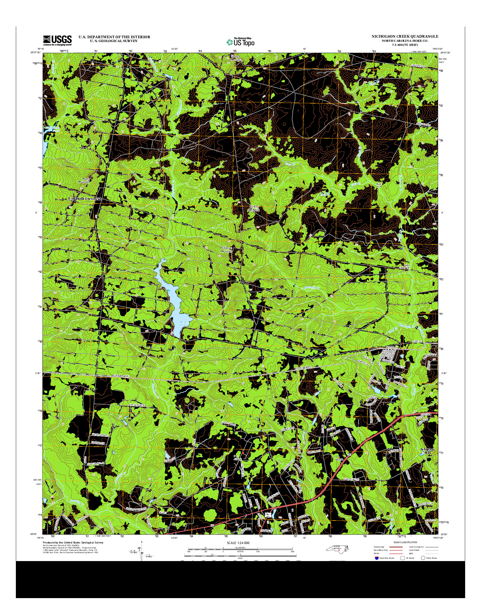 USGS US TOPO 7.5-MINUTE MAP FOR NICHOLSON CREEK, NC 2013