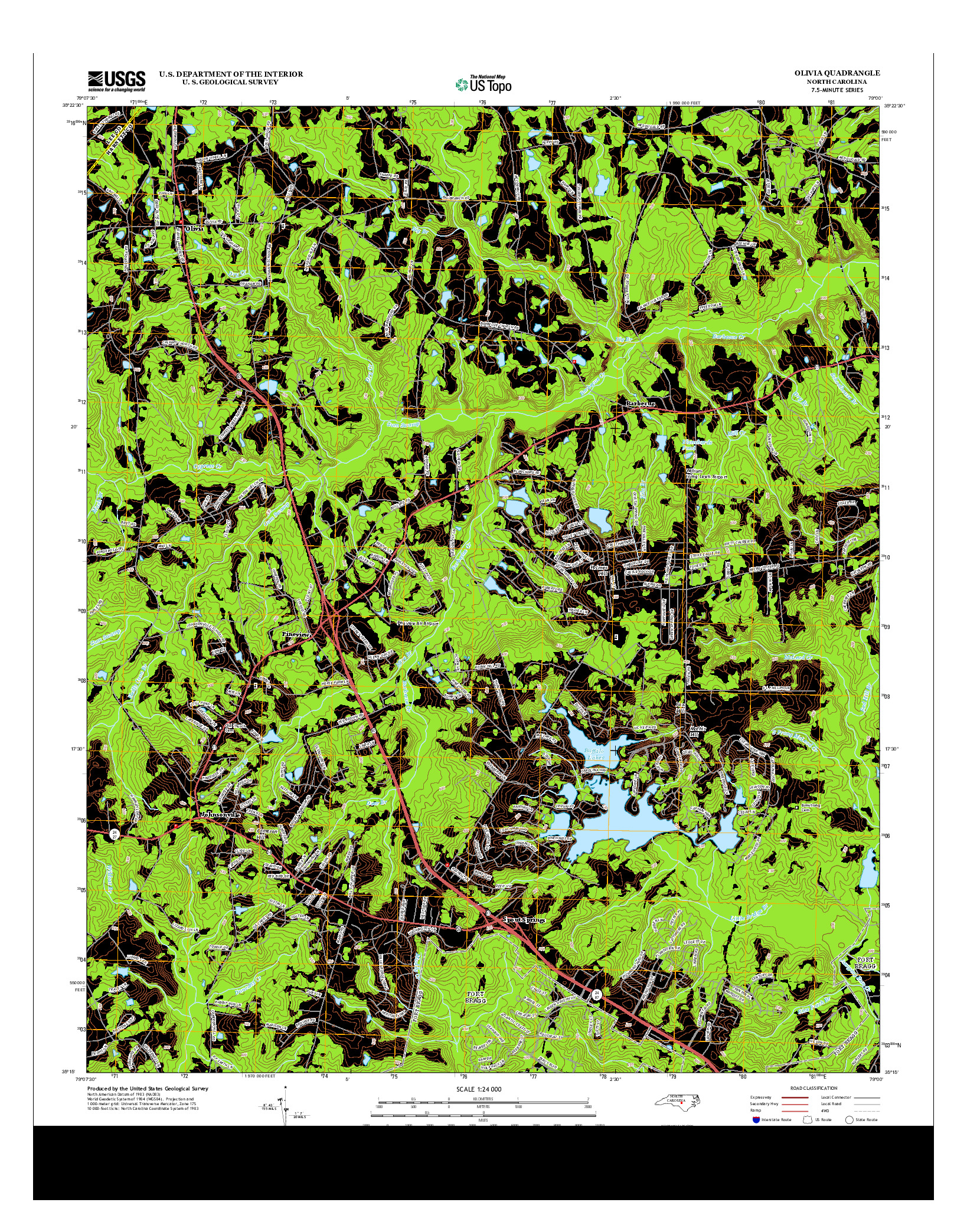 USGS US TOPO 7.5-MINUTE MAP FOR OLIVIA, NC 2013