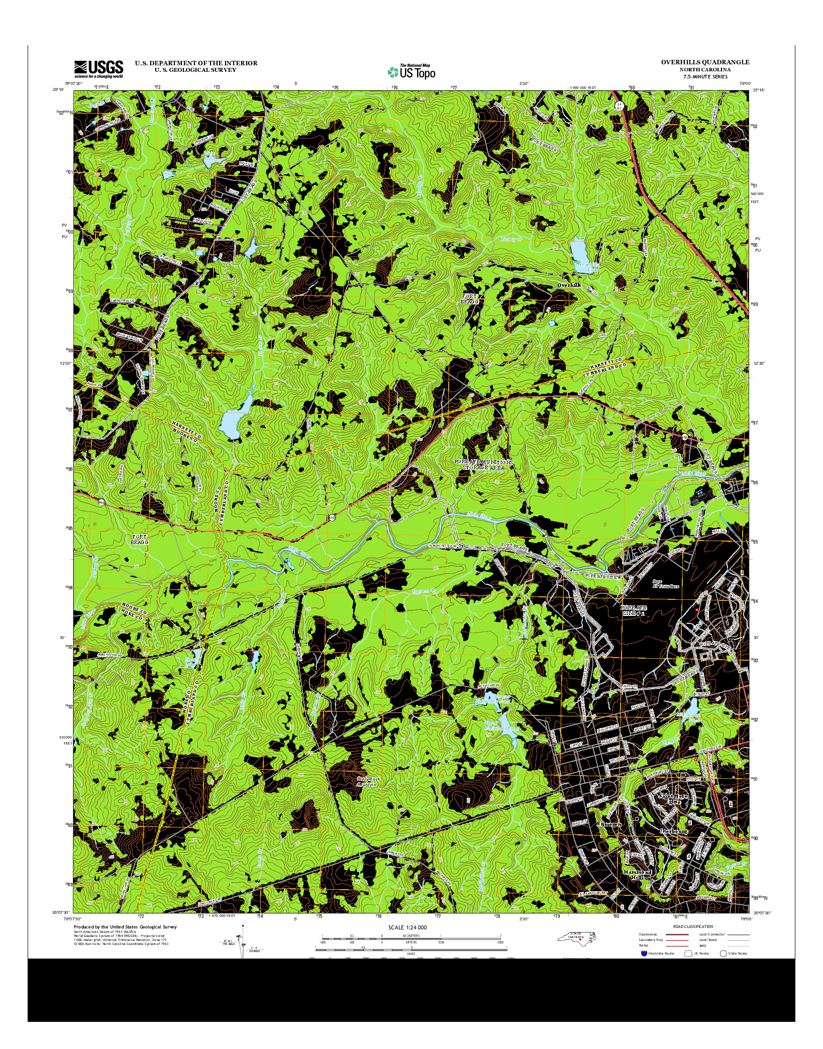 USGS US TOPO 7.5-MINUTE MAP FOR OVERHILLS, NC 2013