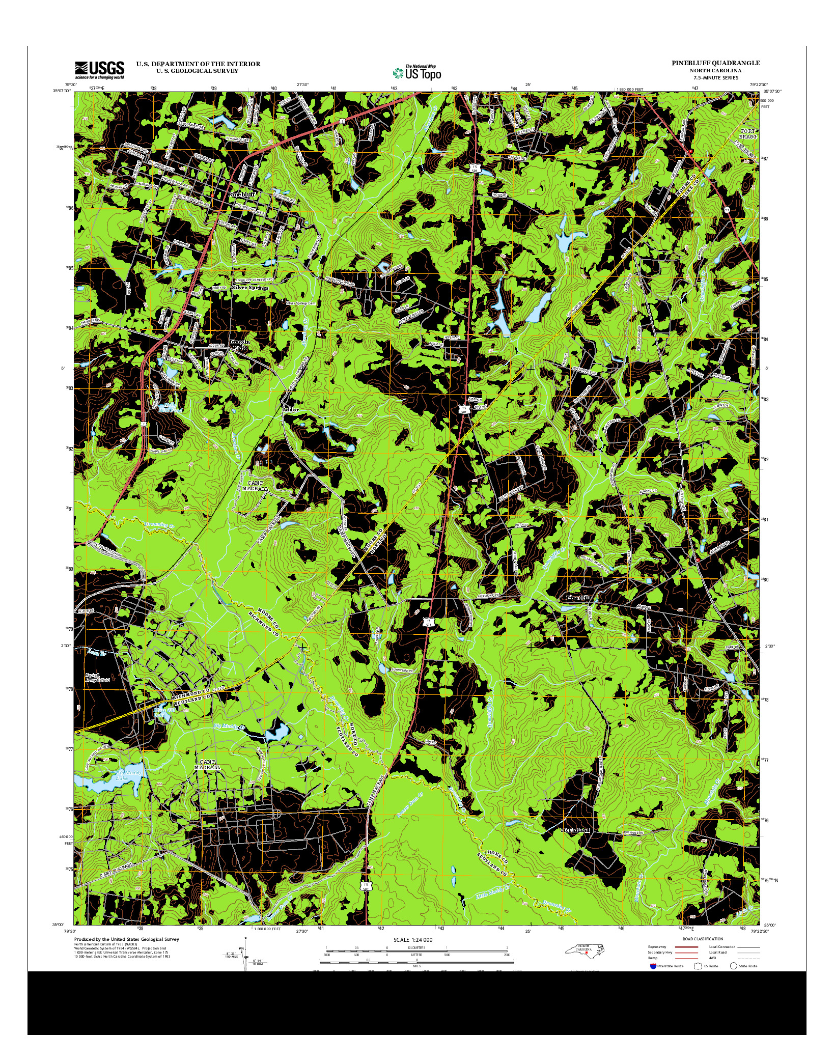 USGS US TOPO 7.5-MINUTE MAP FOR PINEBLUFF, NC 2013