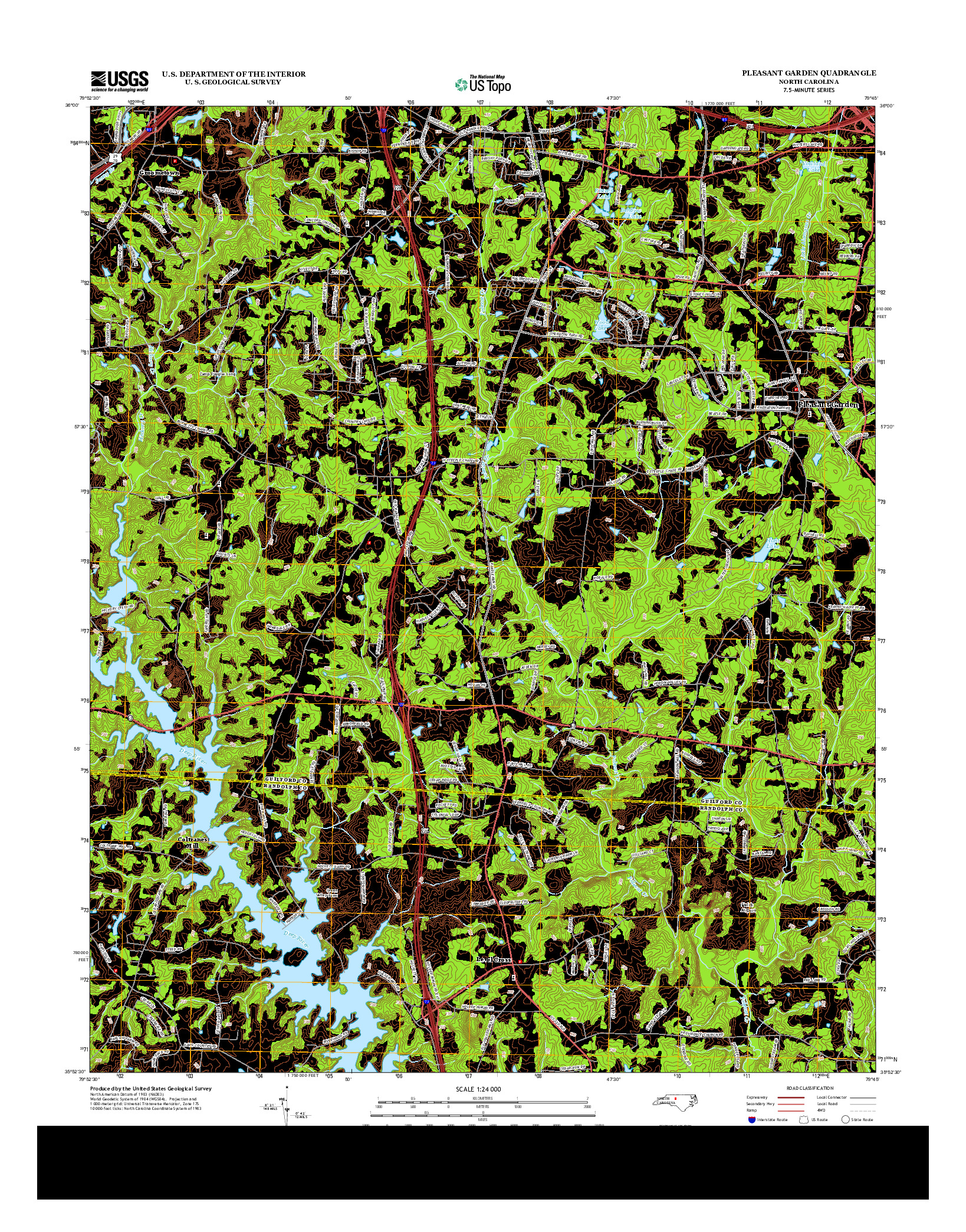 USGS US TOPO 7.5-MINUTE MAP FOR PLEASANT GARDEN, NC 2013