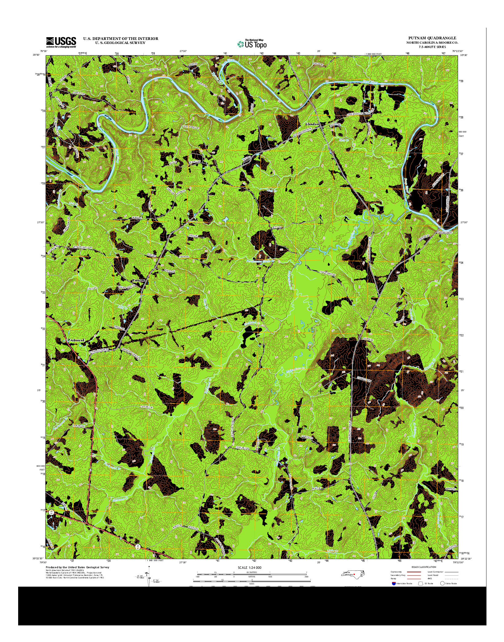 USGS US TOPO 7.5-MINUTE MAP FOR PUTNAM, NC 2013