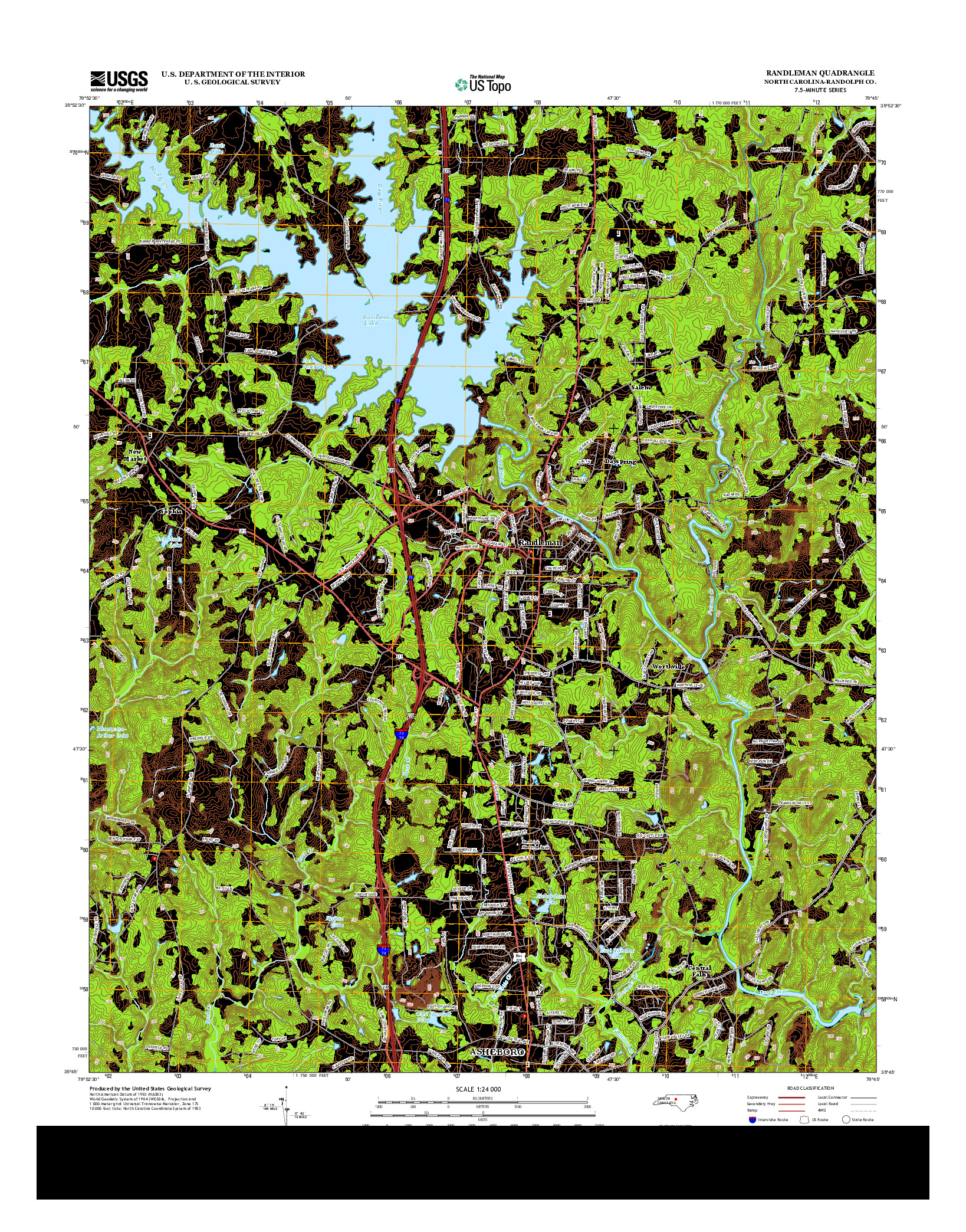 USGS US TOPO 7.5-MINUTE MAP FOR RANDLEMAN, NC 2013