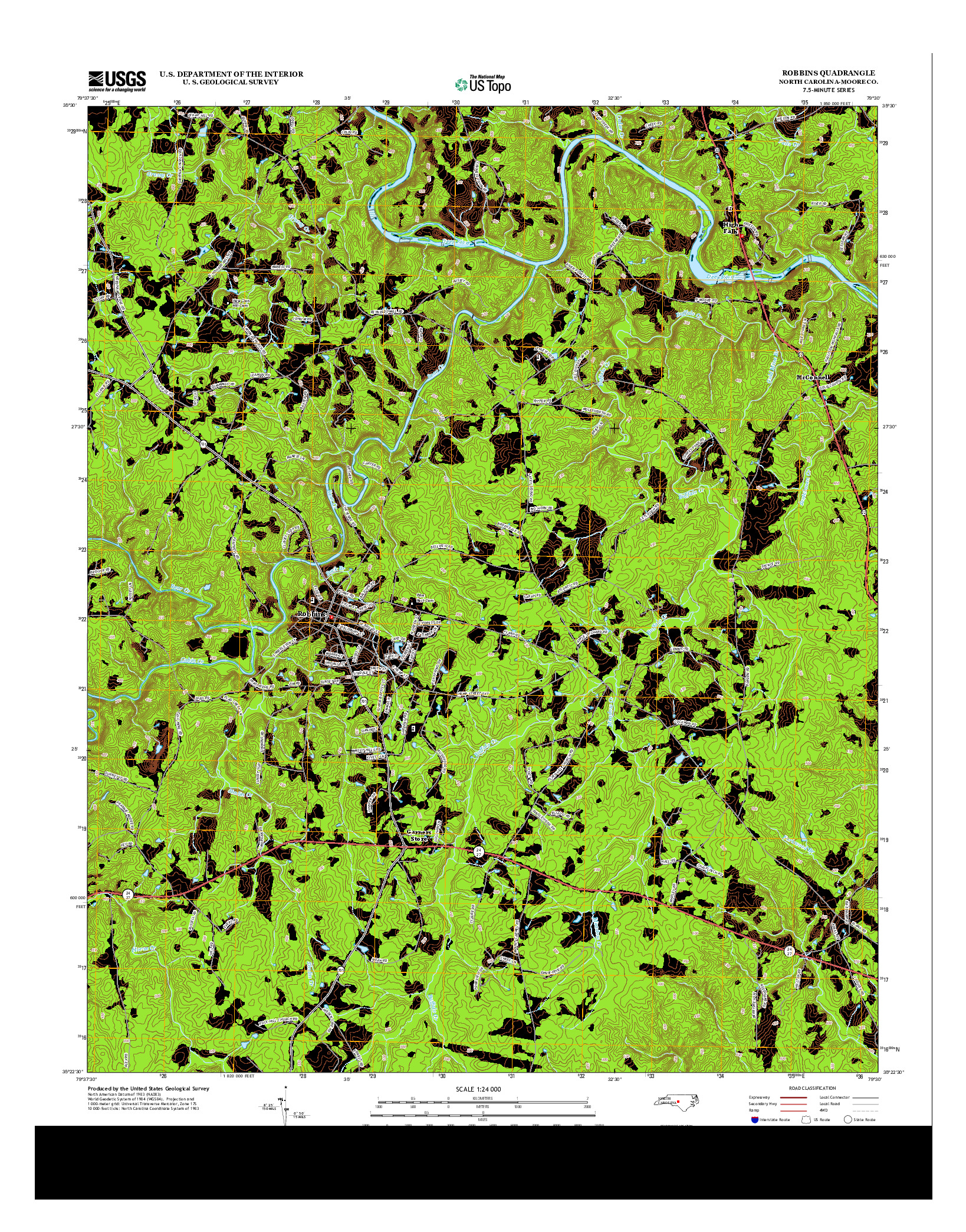 USGS US TOPO 7.5-MINUTE MAP FOR ROBBINS, NC 2013