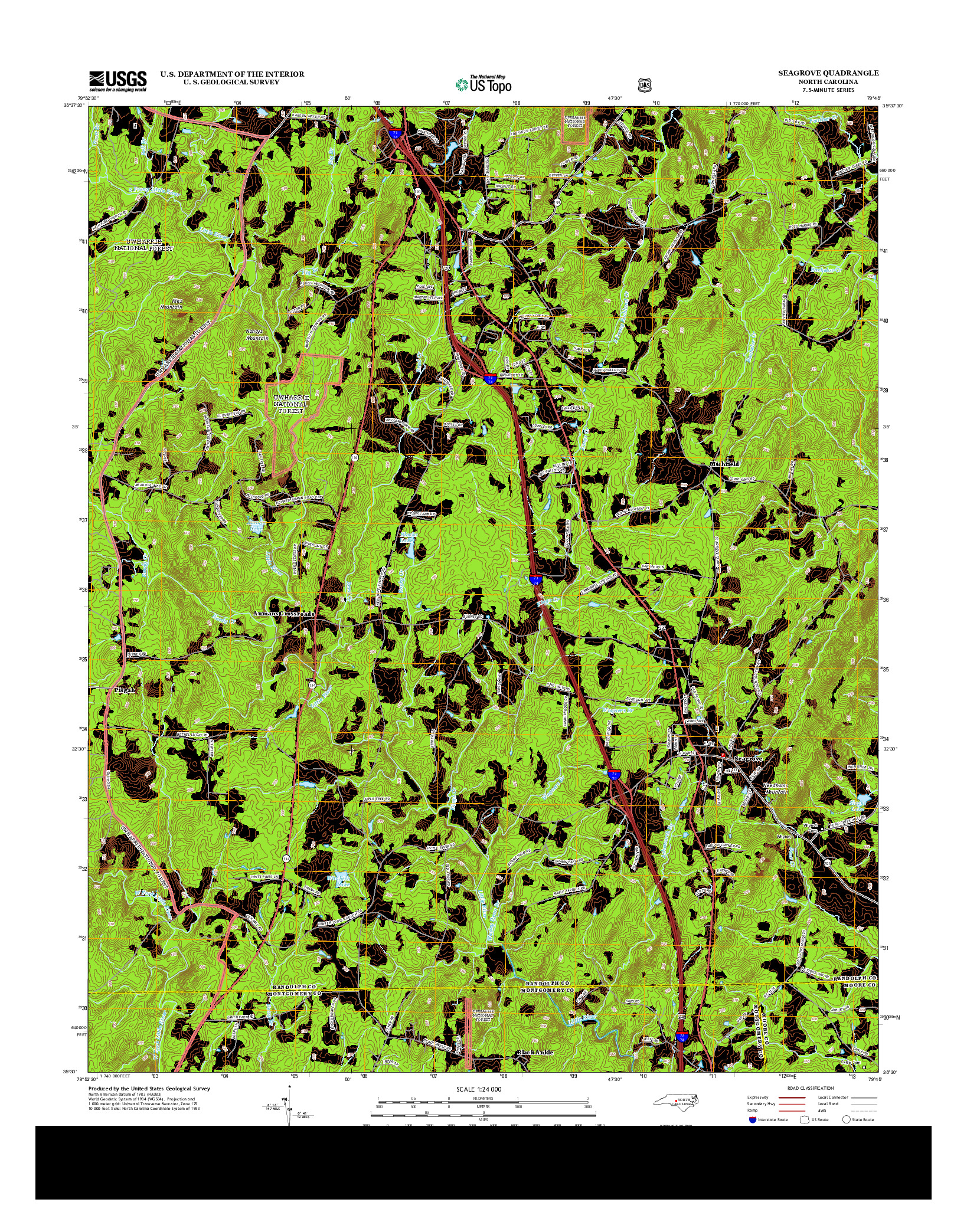 USGS US TOPO 7.5-MINUTE MAP FOR SEAGROVE, NC 2013