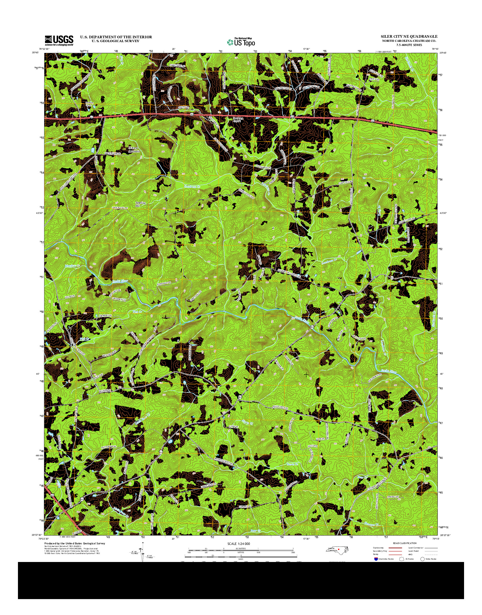 USGS US TOPO 7.5-MINUTE MAP FOR SILER CITY NE, NC 2013