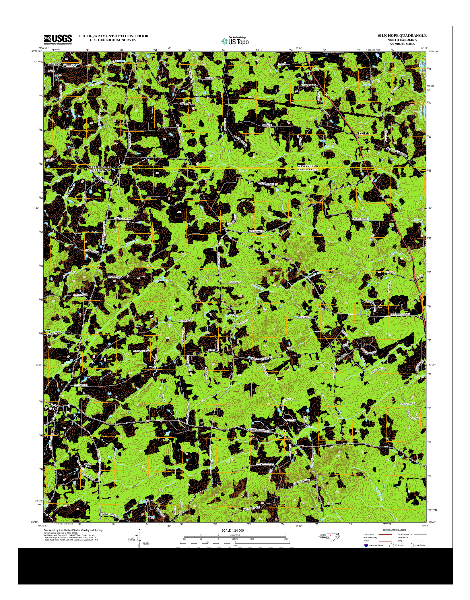 USGS US TOPO 7.5-MINUTE MAP FOR SILK HOPE, NC 2013