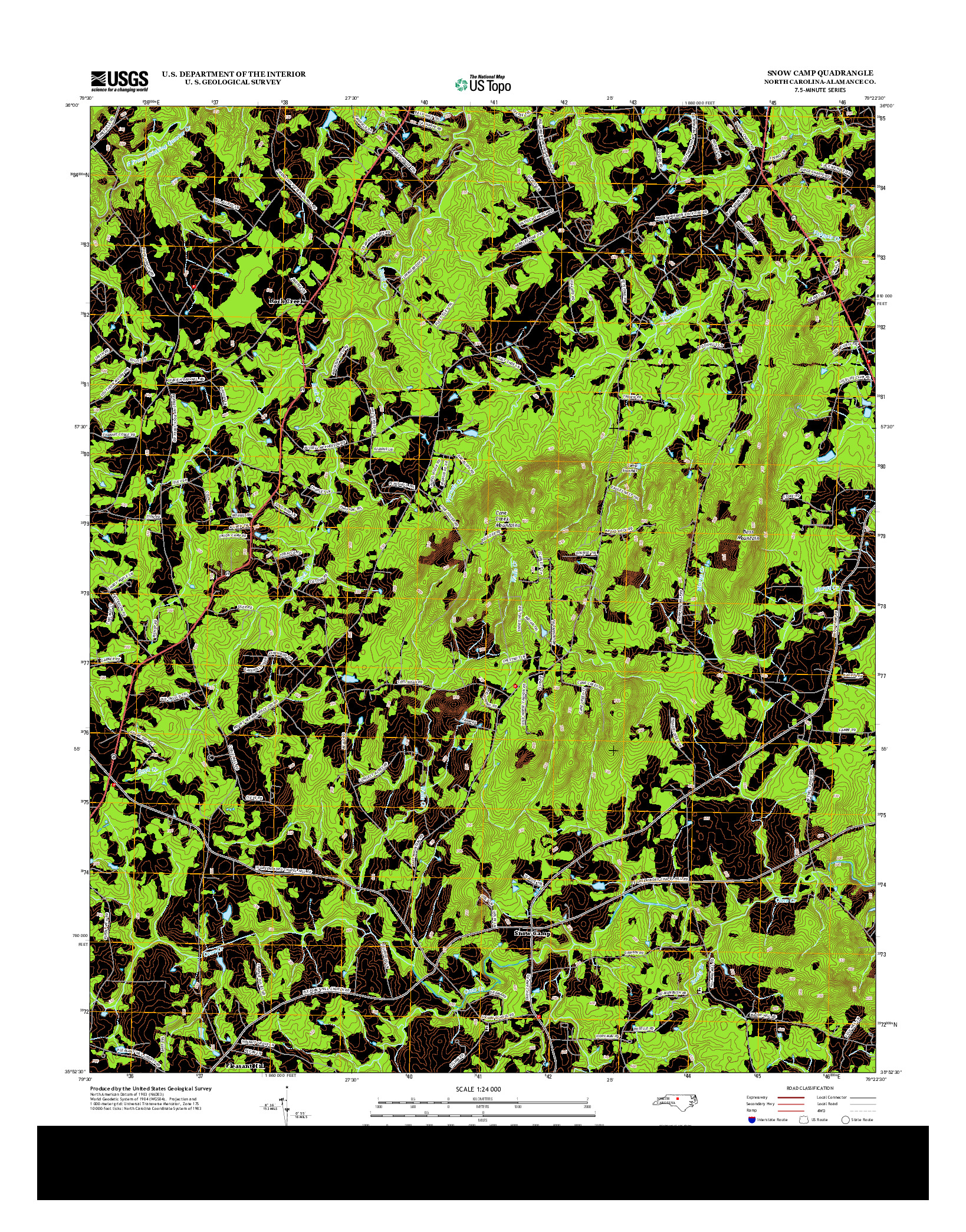 USGS US TOPO 7.5-MINUTE MAP FOR SNOW CAMP, NC 2013