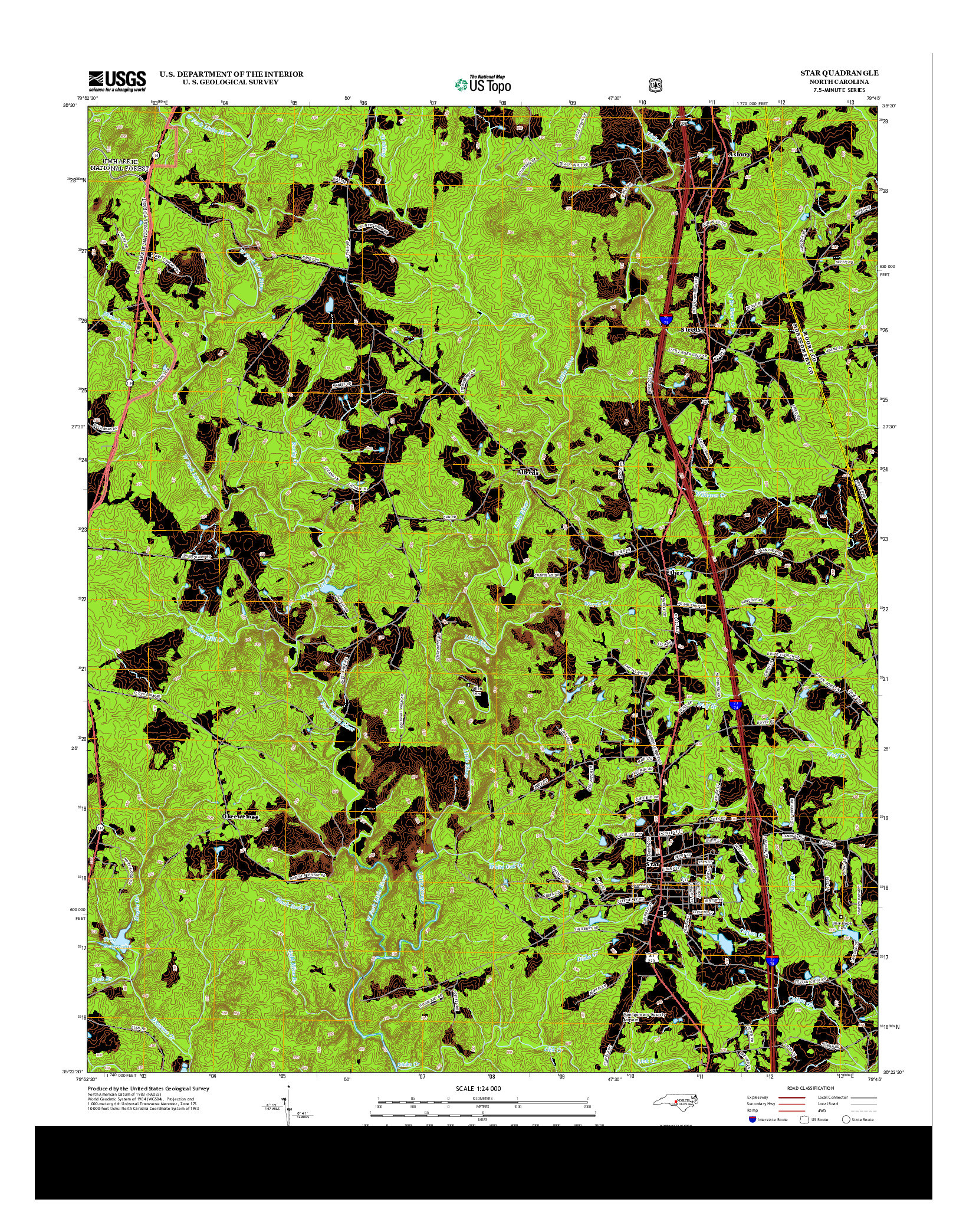 USGS US TOPO 7.5-MINUTE MAP FOR STAR, NC 2013