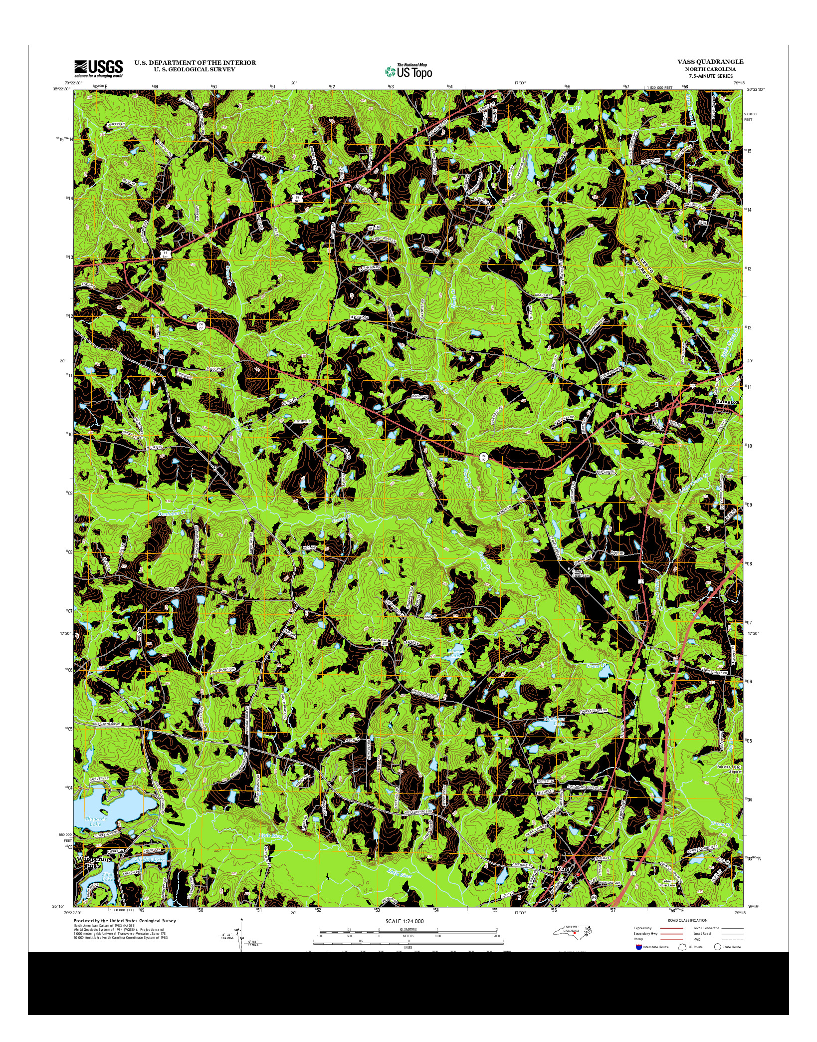 USGS US TOPO 7.5-MINUTE MAP FOR VASS, NC 2013