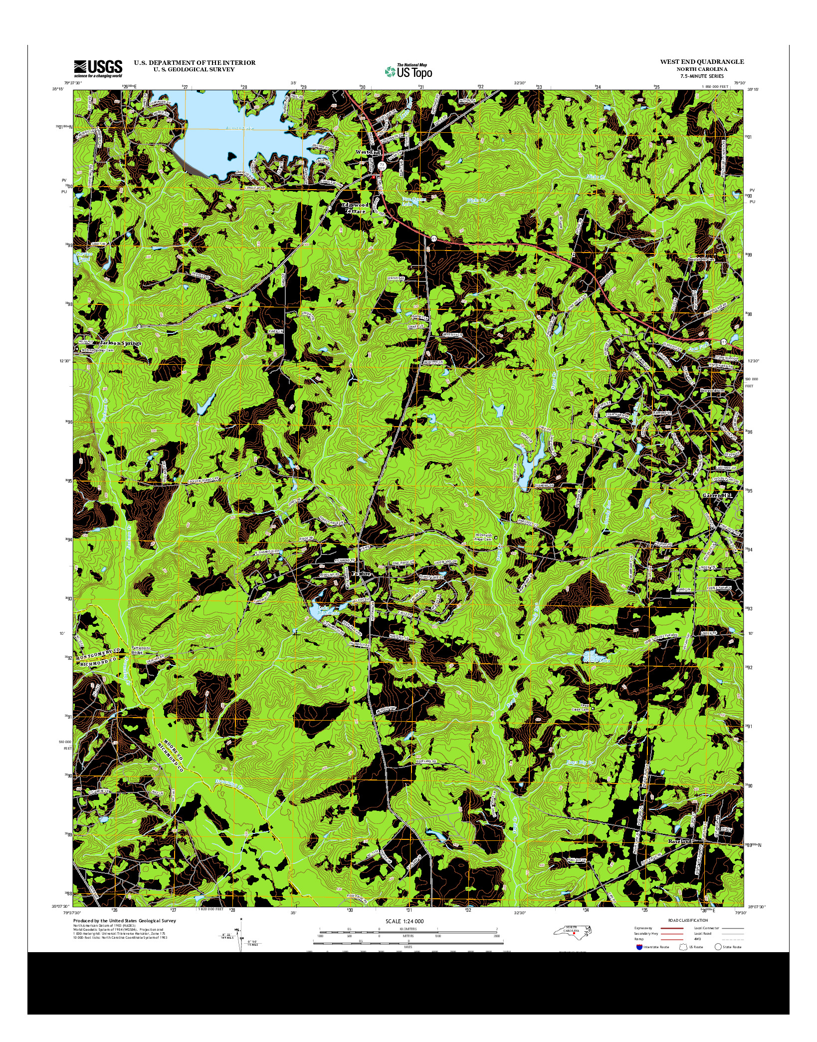USGS US TOPO 7.5-MINUTE MAP FOR WEST END, NC 2013