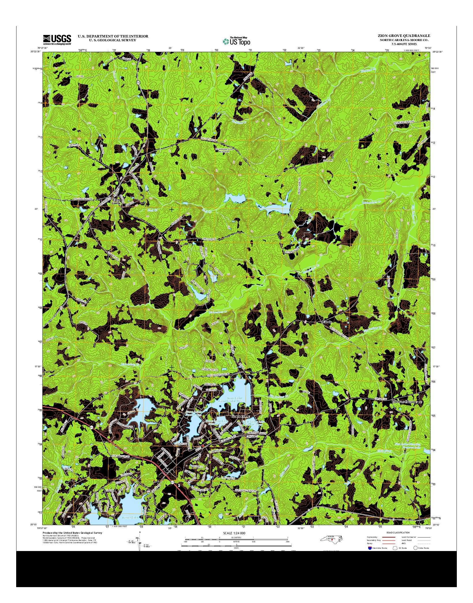 USGS US TOPO 7.5-MINUTE MAP FOR ZION GROVE, NC 2013