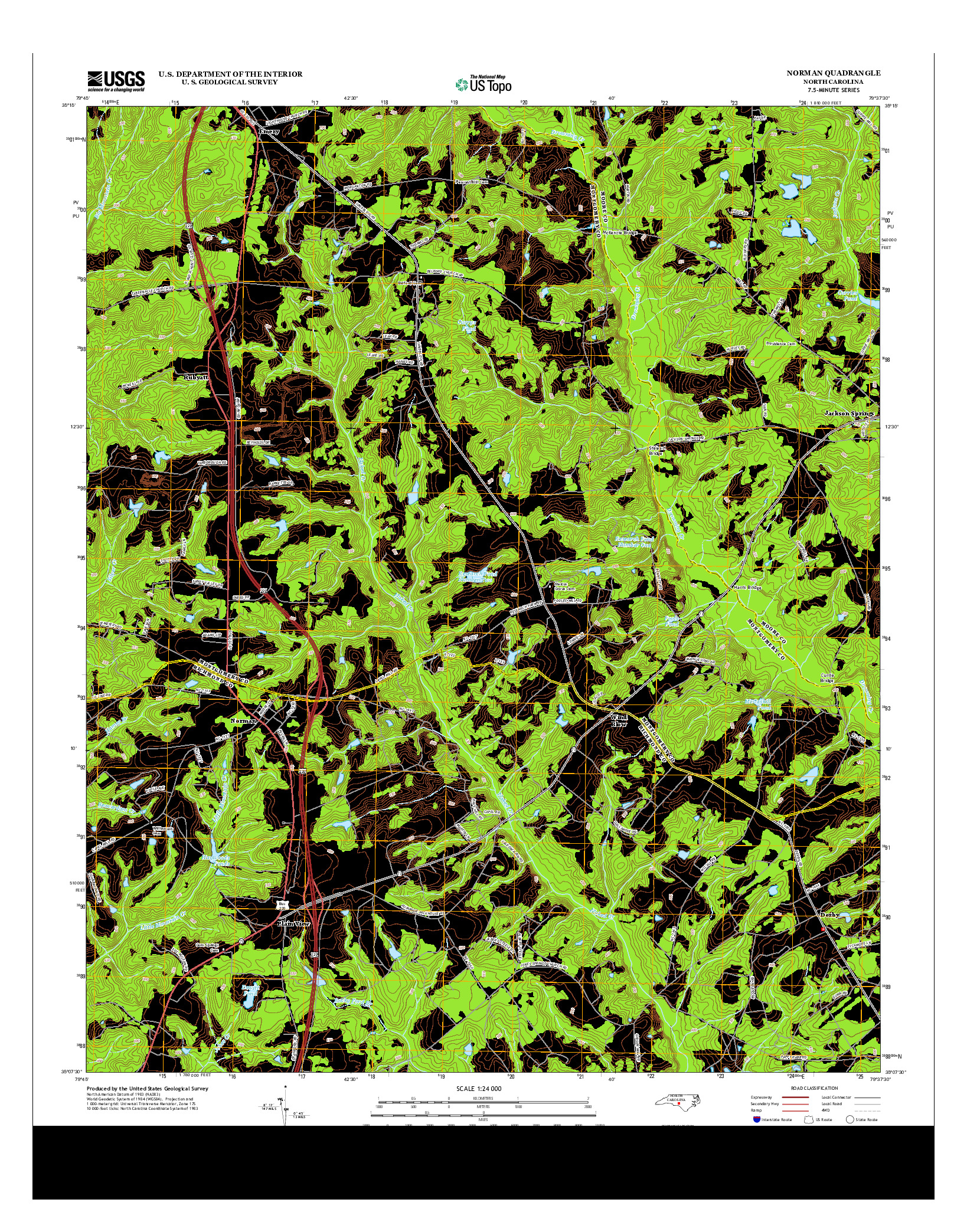 USGS US TOPO 7.5-MINUTE MAP FOR NORMAN, NC 2013