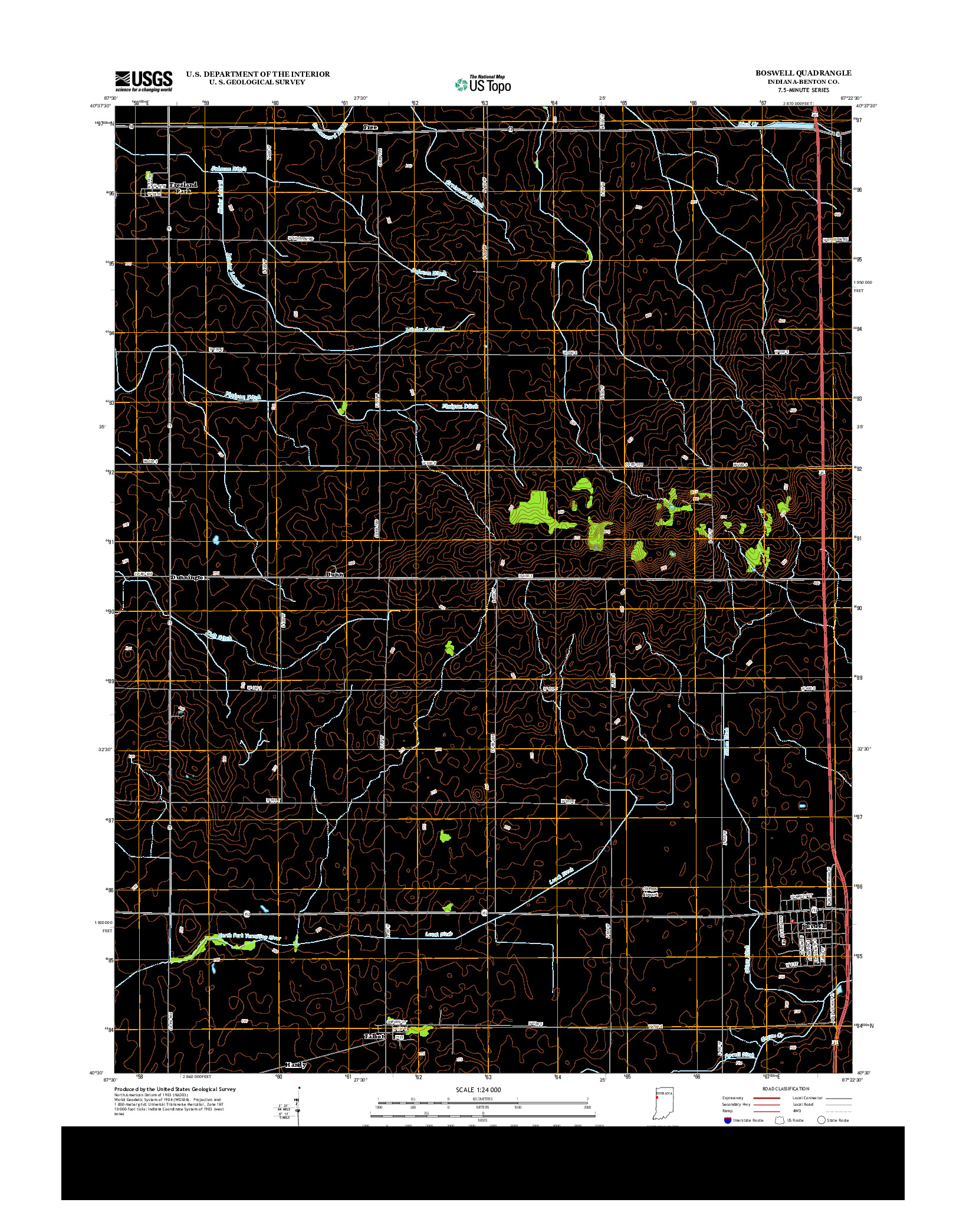 USGS US TOPO 7.5-MINUTE MAP FOR BOSWELL, IN 2013