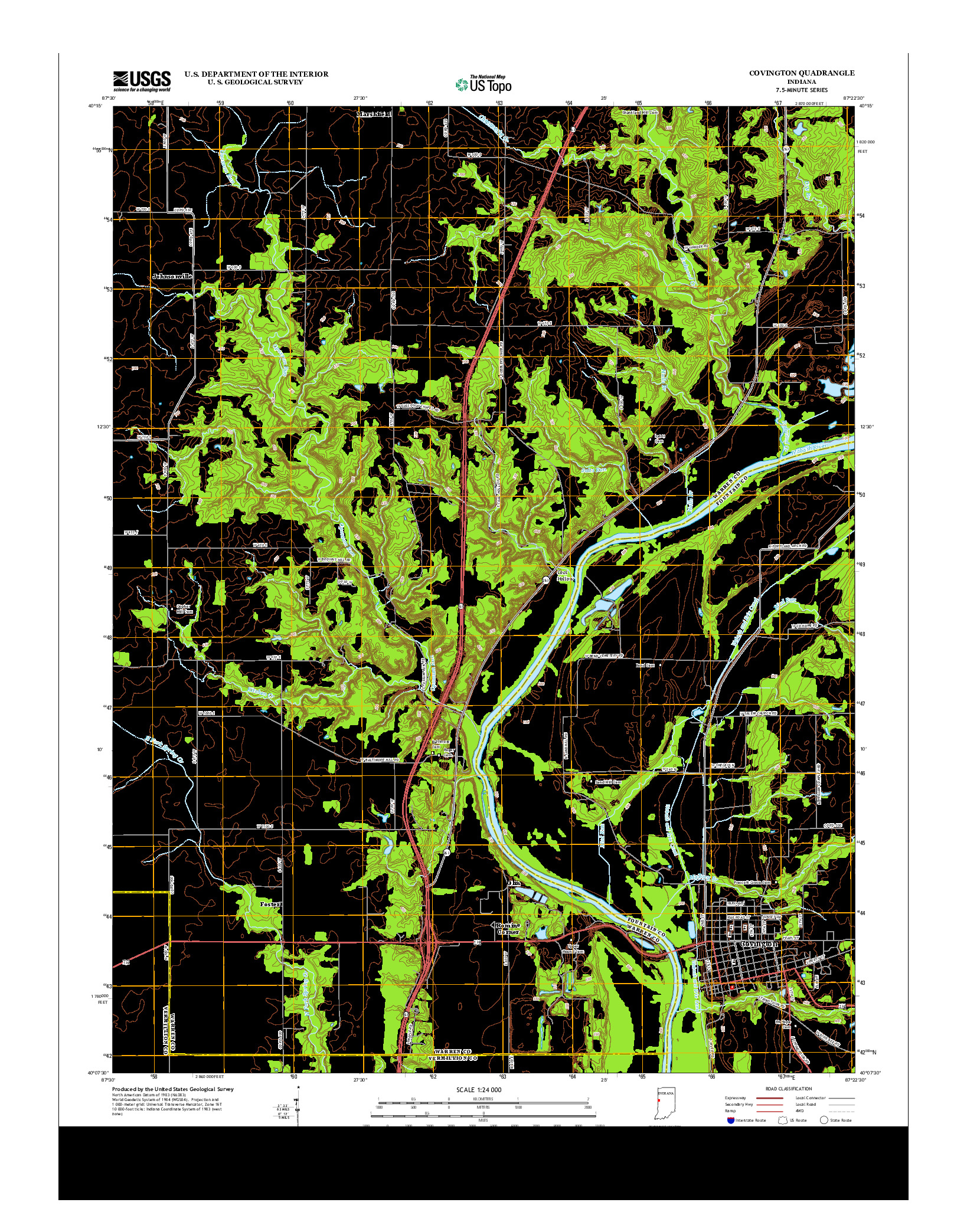 USGS US TOPO 7.5-MINUTE MAP FOR COVINGTON, IN 2013