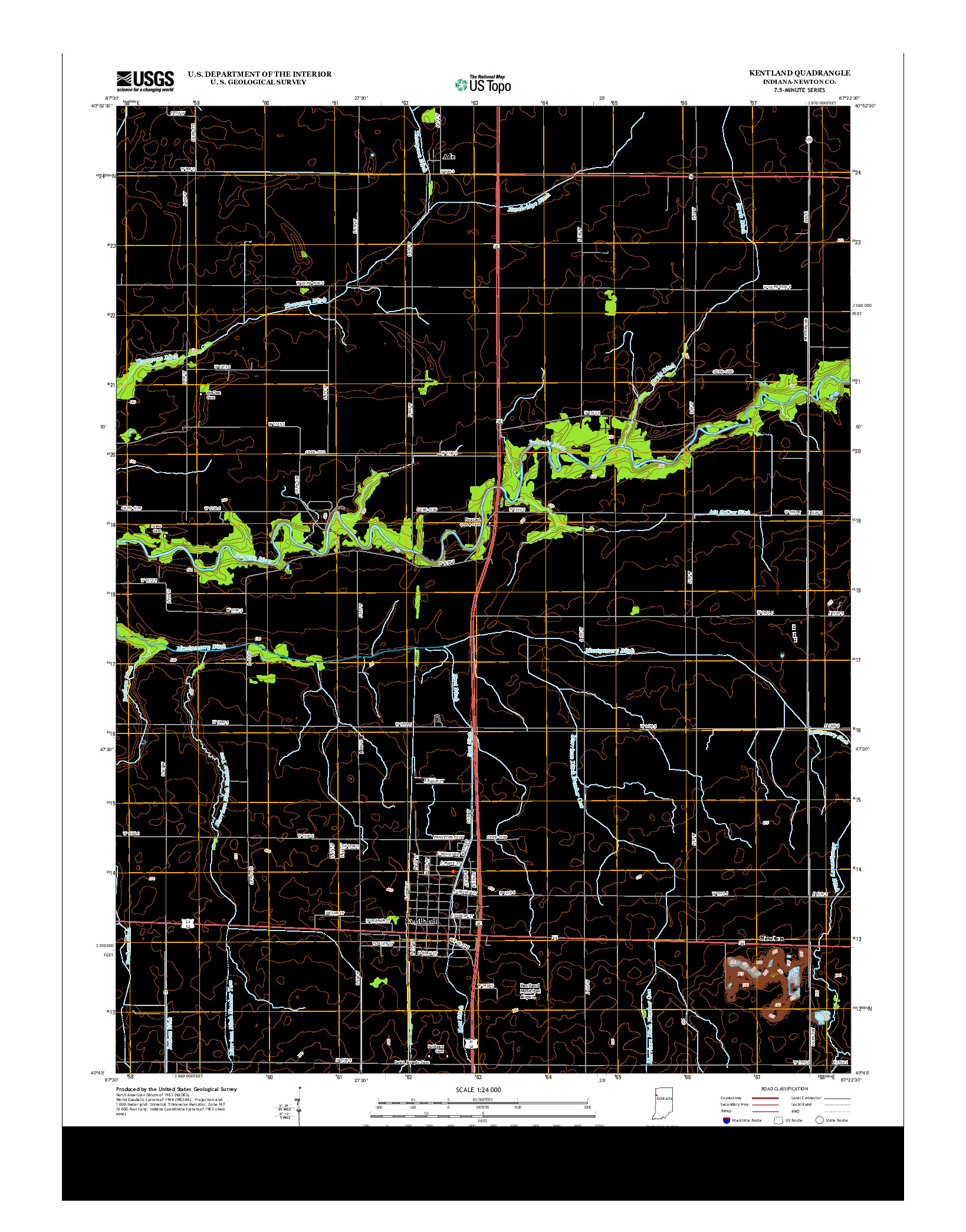 USGS US TOPO 7.5-MINUTE MAP FOR KENTLAND, IN 2013