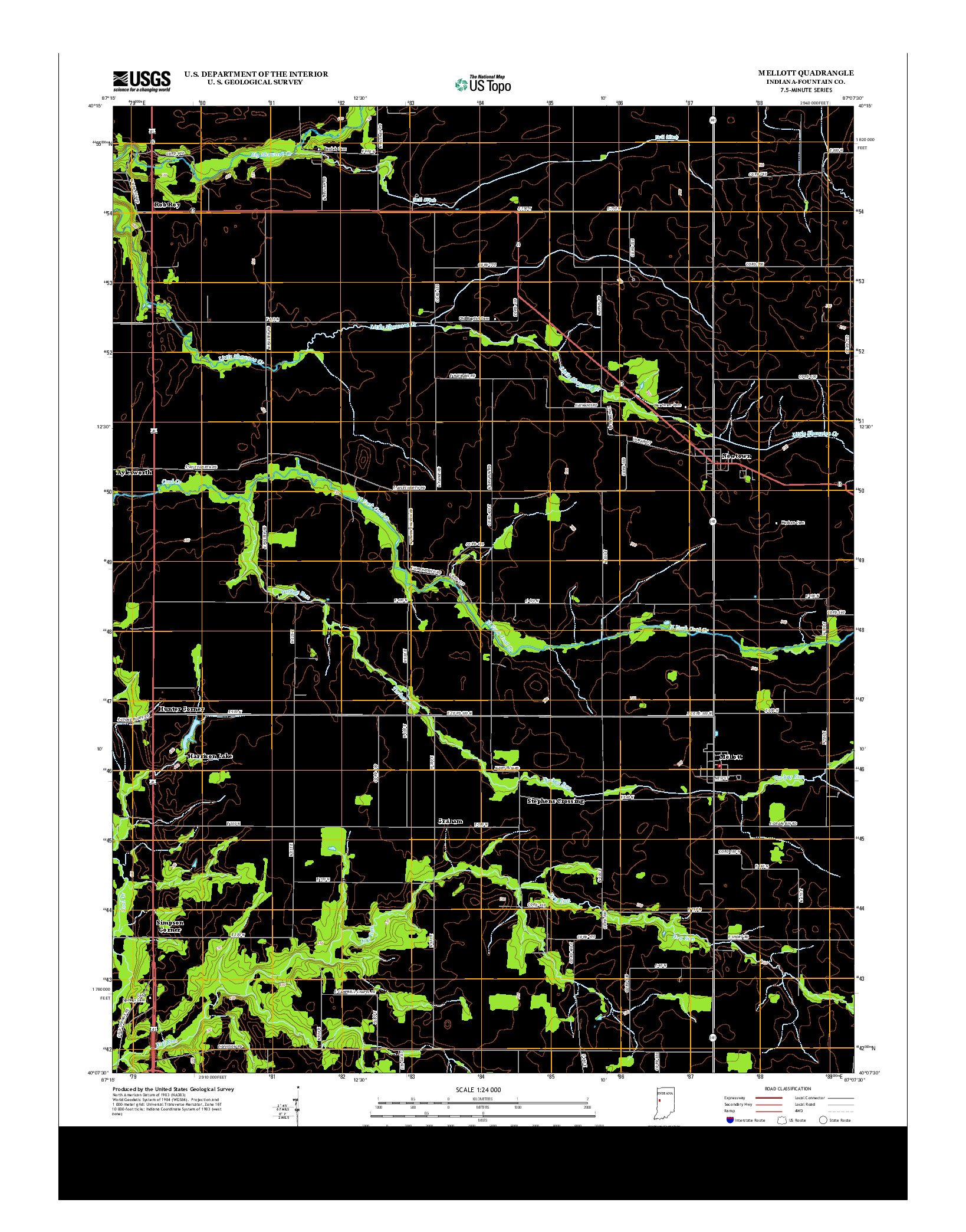 USGS US TOPO 7.5-MINUTE MAP FOR MELLOTT, IN 2013