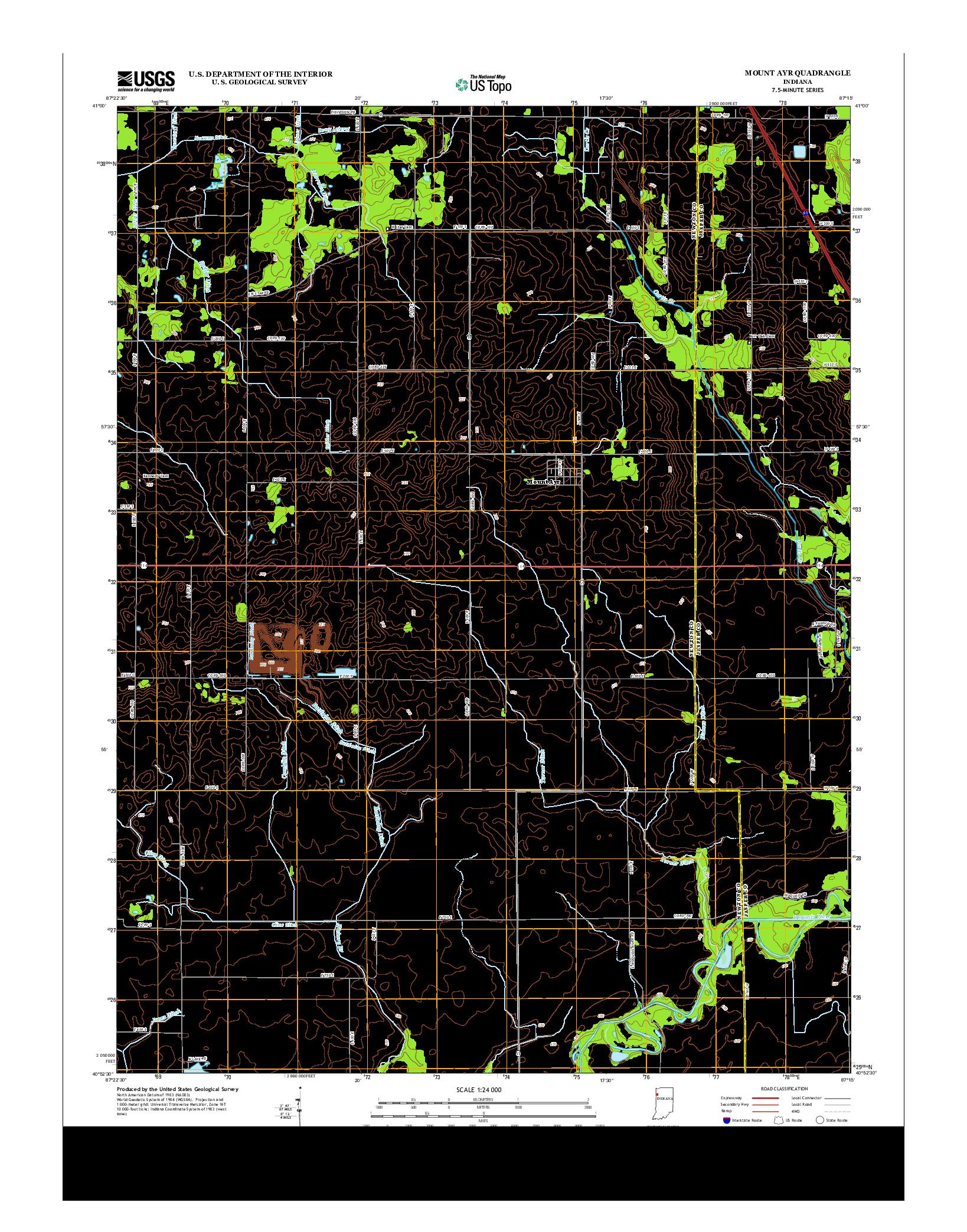 USGS US TOPO 7.5-MINUTE MAP FOR MOUNT AYR, IN 2013