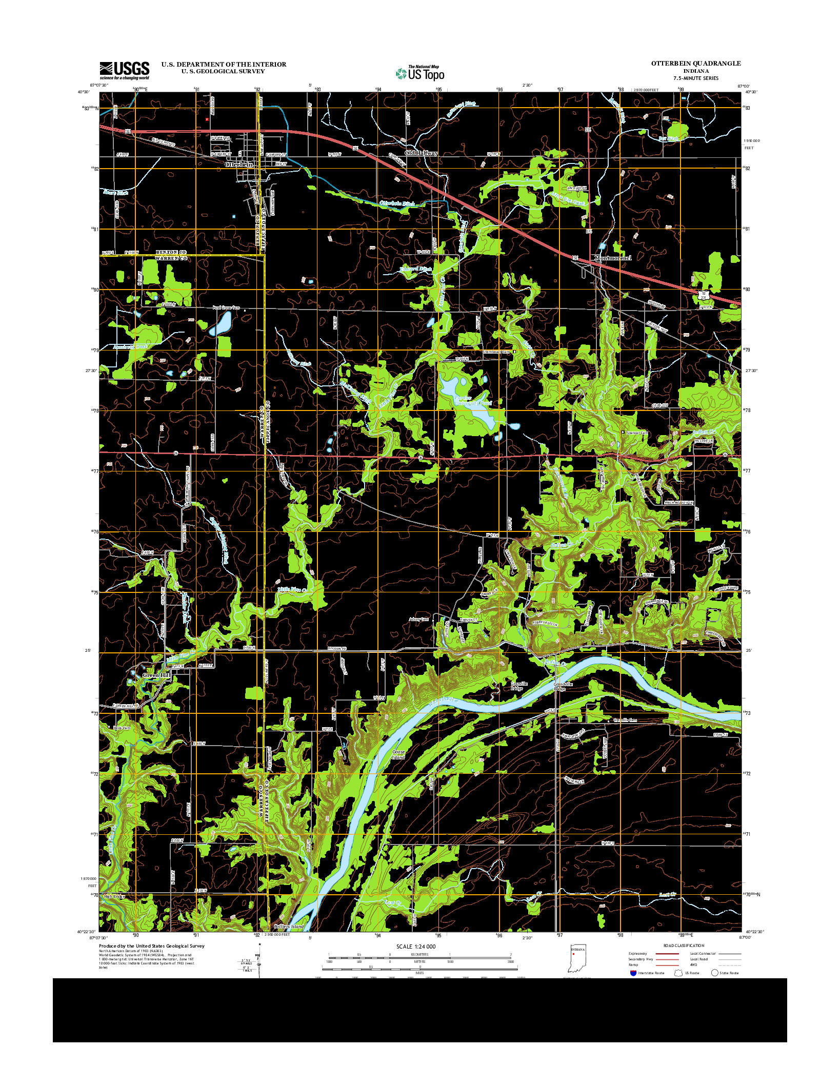 USGS US TOPO 7.5-MINUTE MAP FOR OTTERBEIN, IN 2013