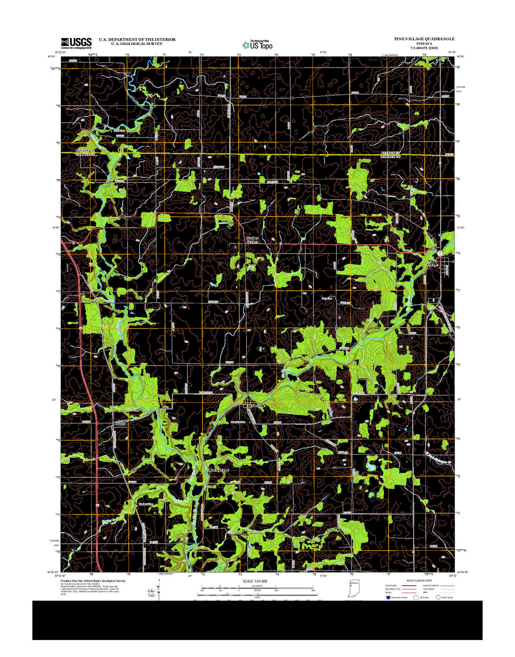 USGS US TOPO 7.5-MINUTE MAP FOR PINE VILLAGE, IN 2013