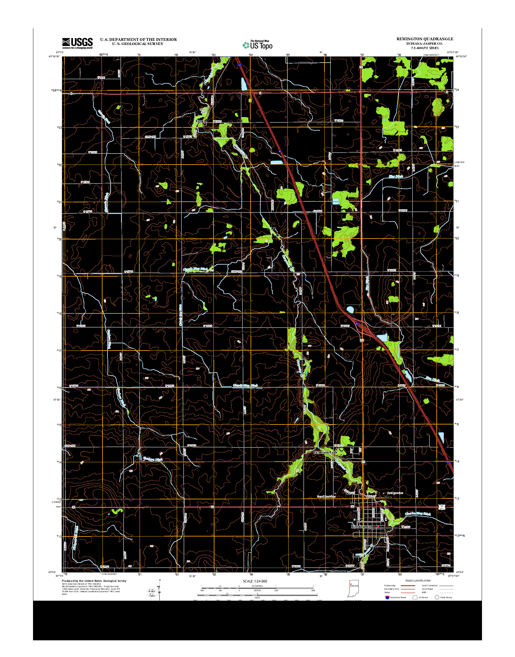 USGS US TOPO 7.5-MINUTE MAP FOR REMINGTON, IN 2013