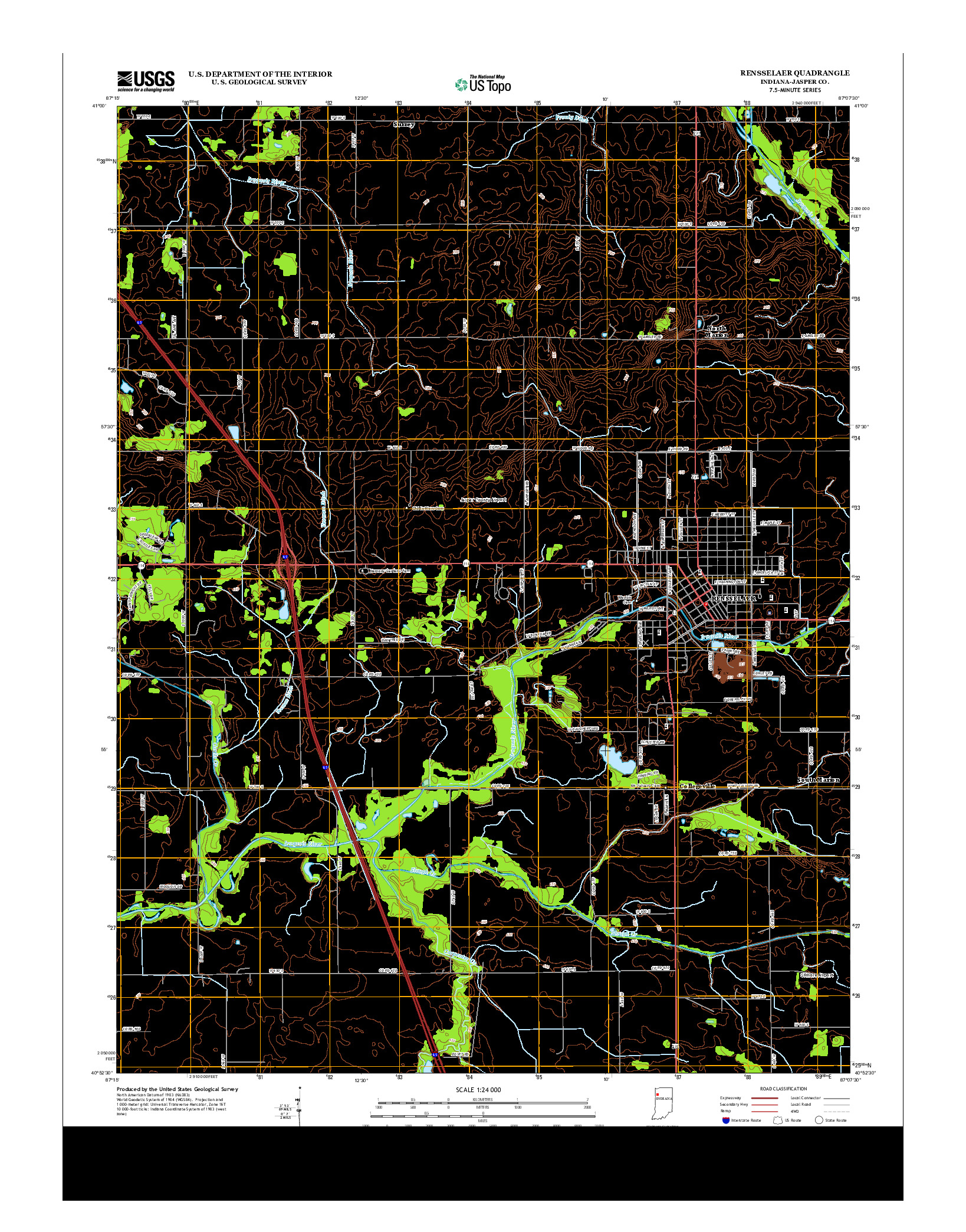 USGS US TOPO 7.5-MINUTE MAP FOR RENSSELAER, IN 2013