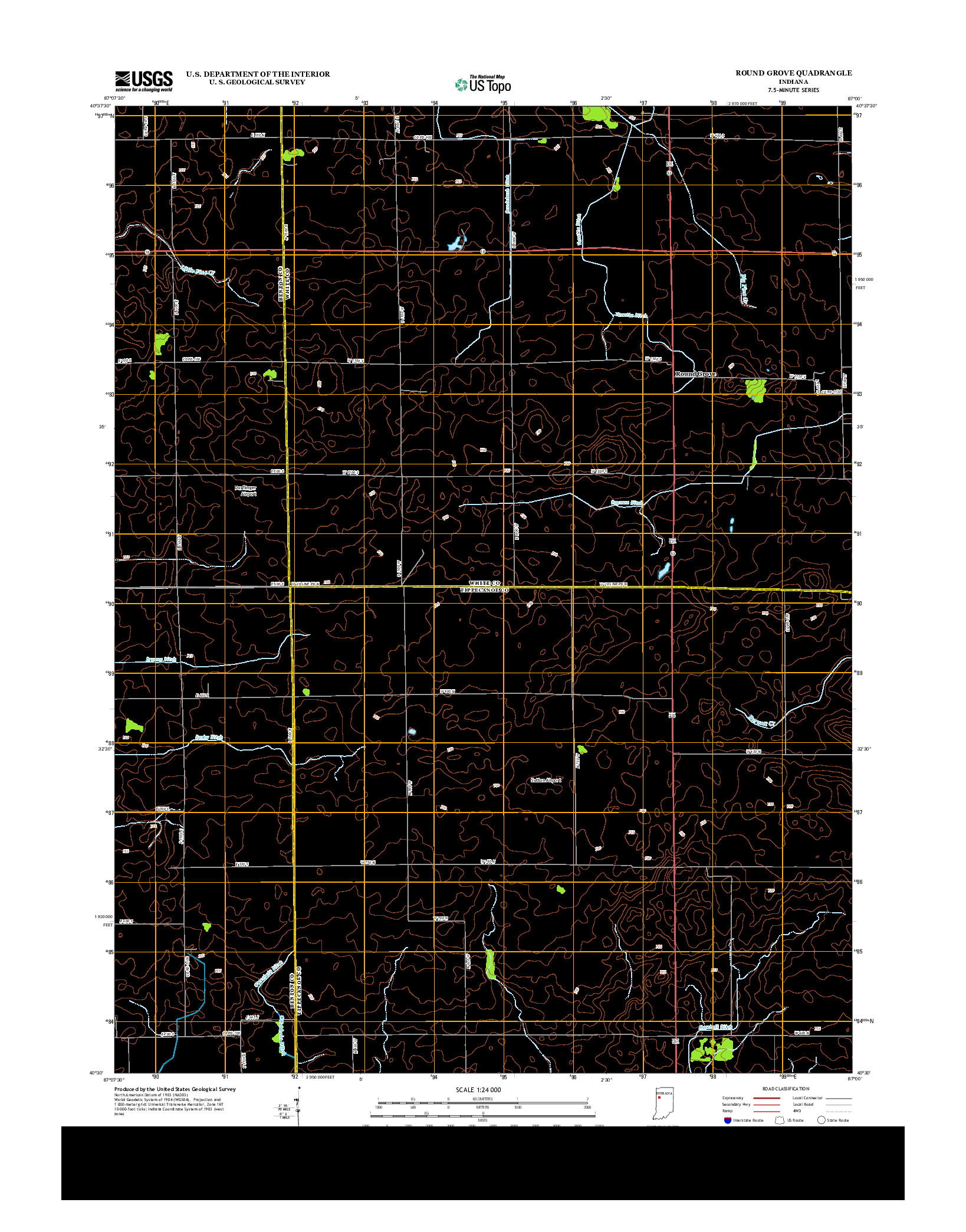 USGS US TOPO 7.5-MINUTE MAP FOR ROUND GROVE, IN 2013