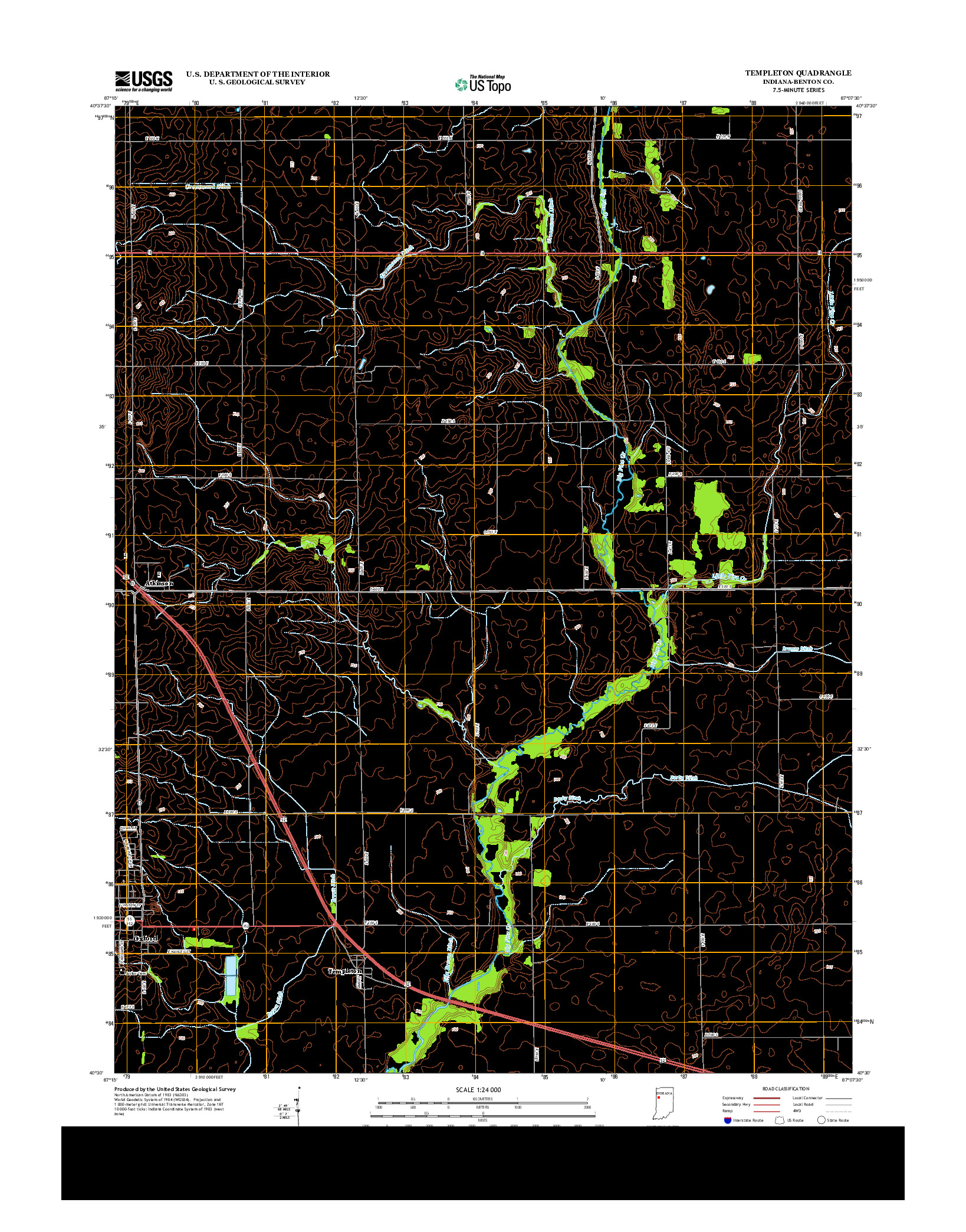 USGS US TOPO 7.5-MINUTE MAP FOR TEMPLETON, IN 2013