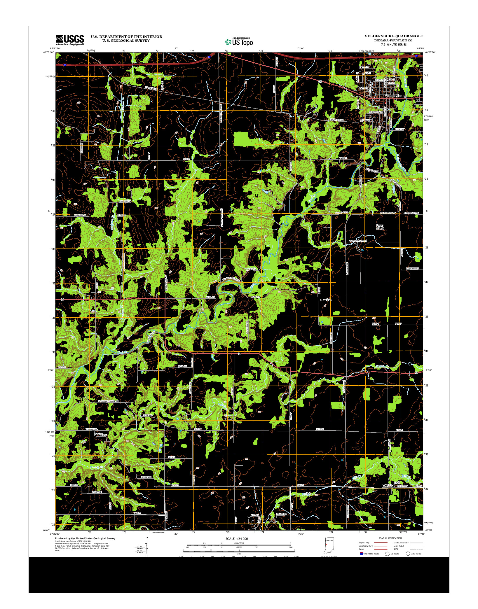 USGS US TOPO 7.5-MINUTE MAP FOR VEEDERSBURG, IN 2013