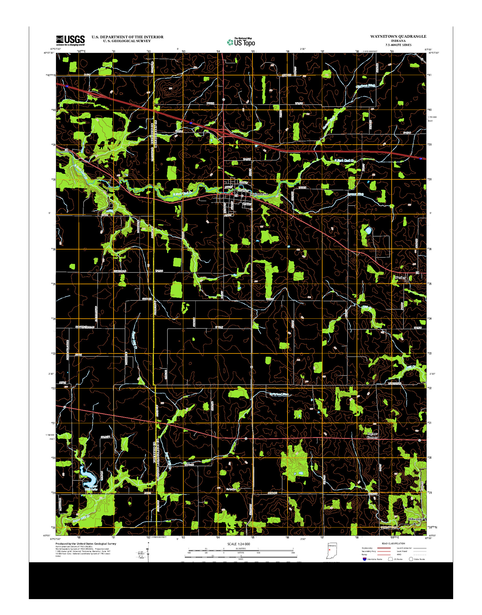 USGS US TOPO 7.5-MINUTE MAP FOR WAYNETOWN, IN 2013