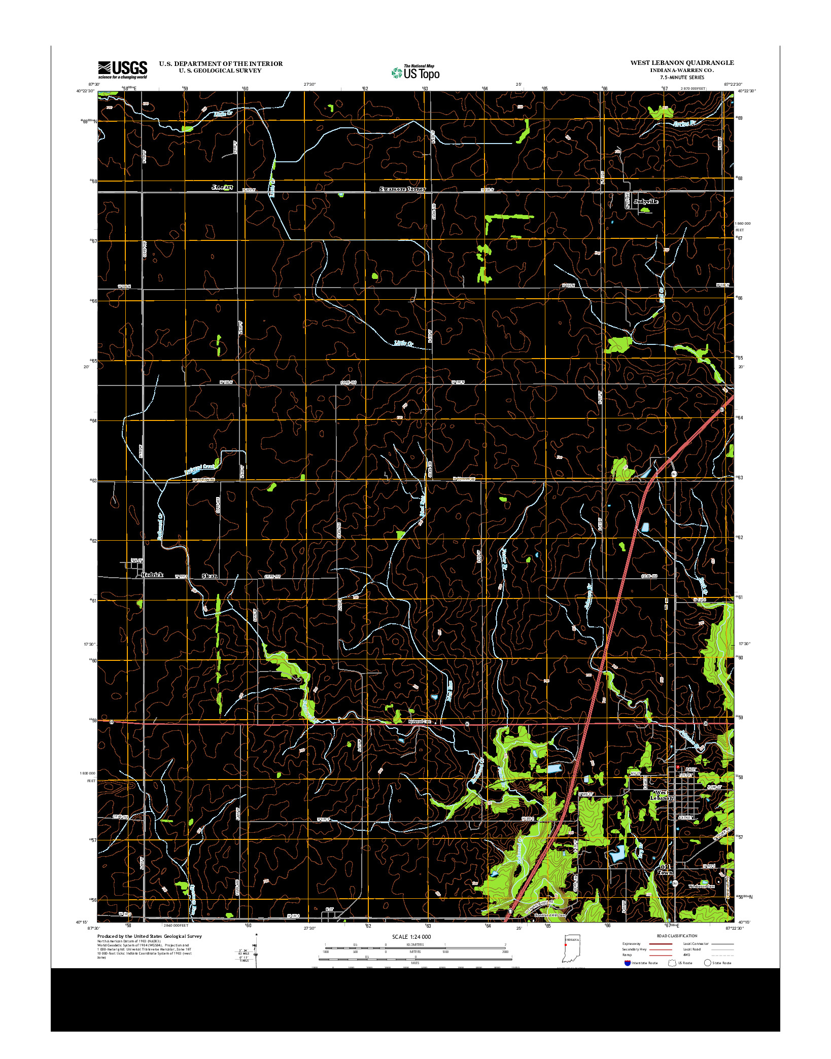 USGS US TOPO 7.5-MINUTE MAP FOR WEST LEBANON, IN 2013