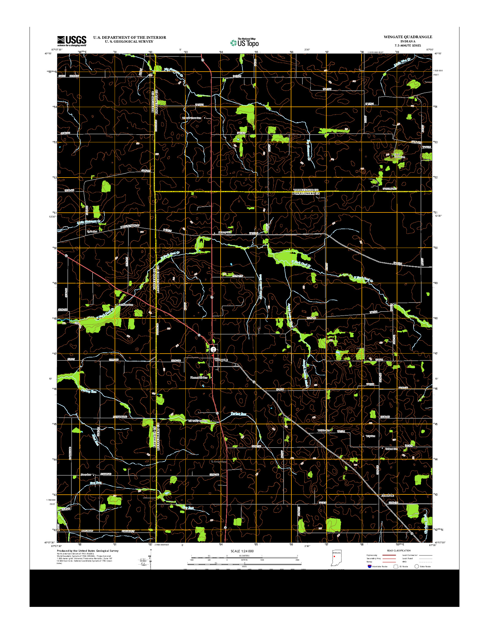 USGS US TOPO 7.5-MINUTE MAP FOR WINGATE, IN 2013