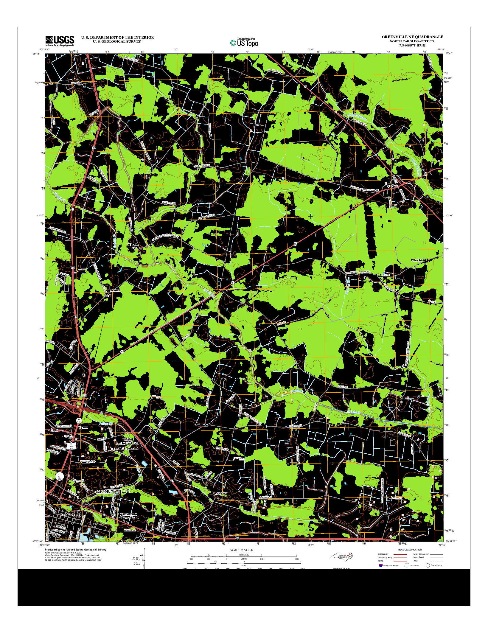 USGS US TOPO 7.5-MINUTE MAP FOR GREENVILLE NE, NC 2013