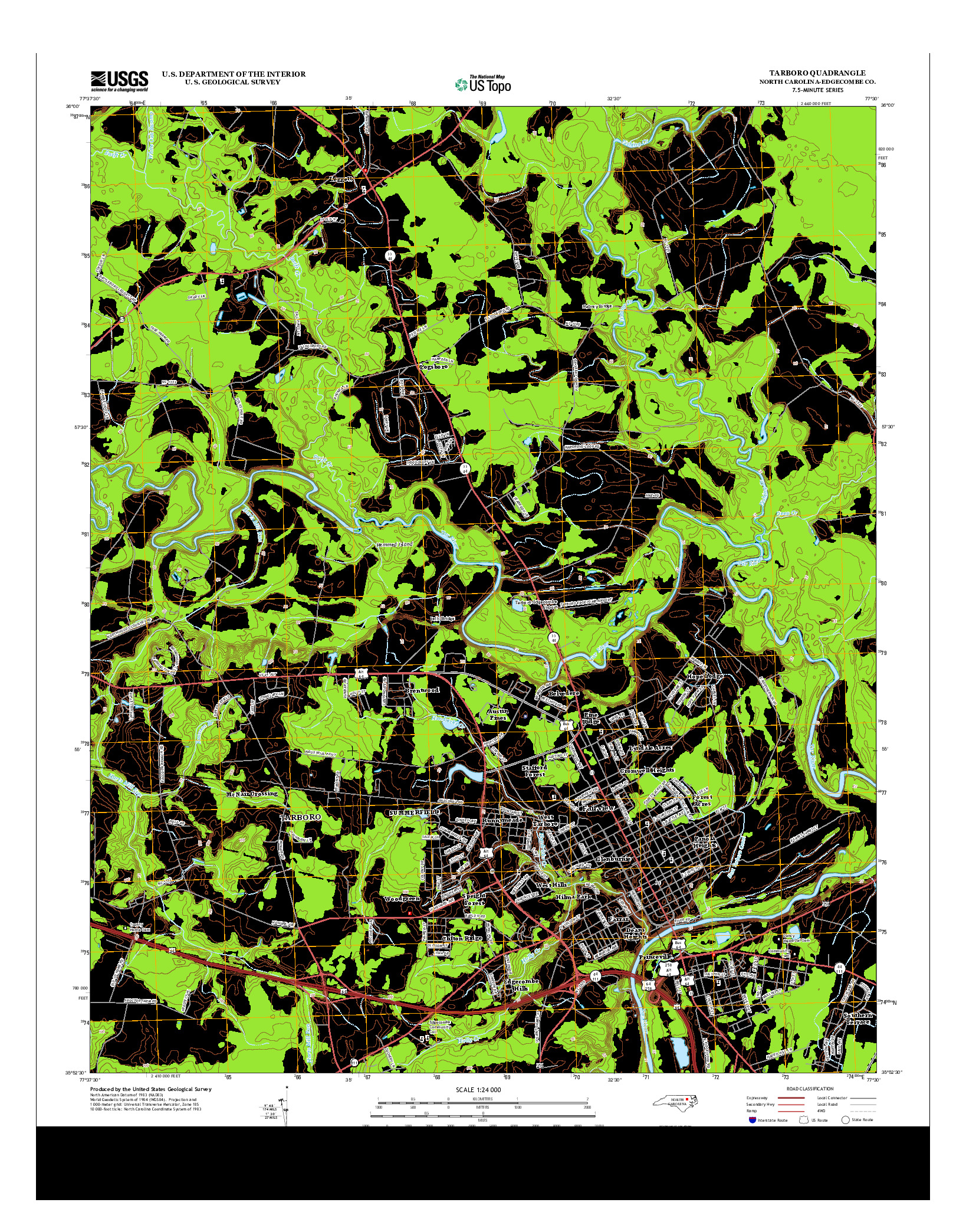 USGS US TOPO 7.5-MINUTE MAP FOR TARBORO, NC 2013