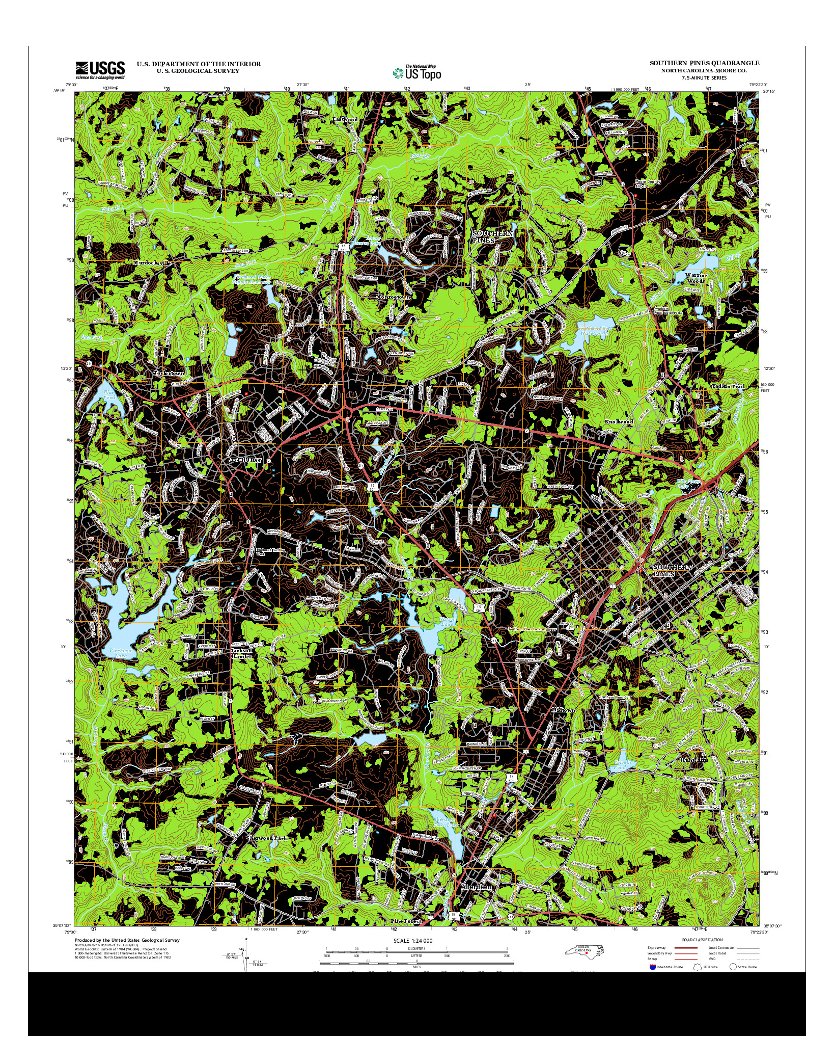 USGS US TOPO 7.5-MINUTE MAP FOR SOUTHERN PINES, NC 2013