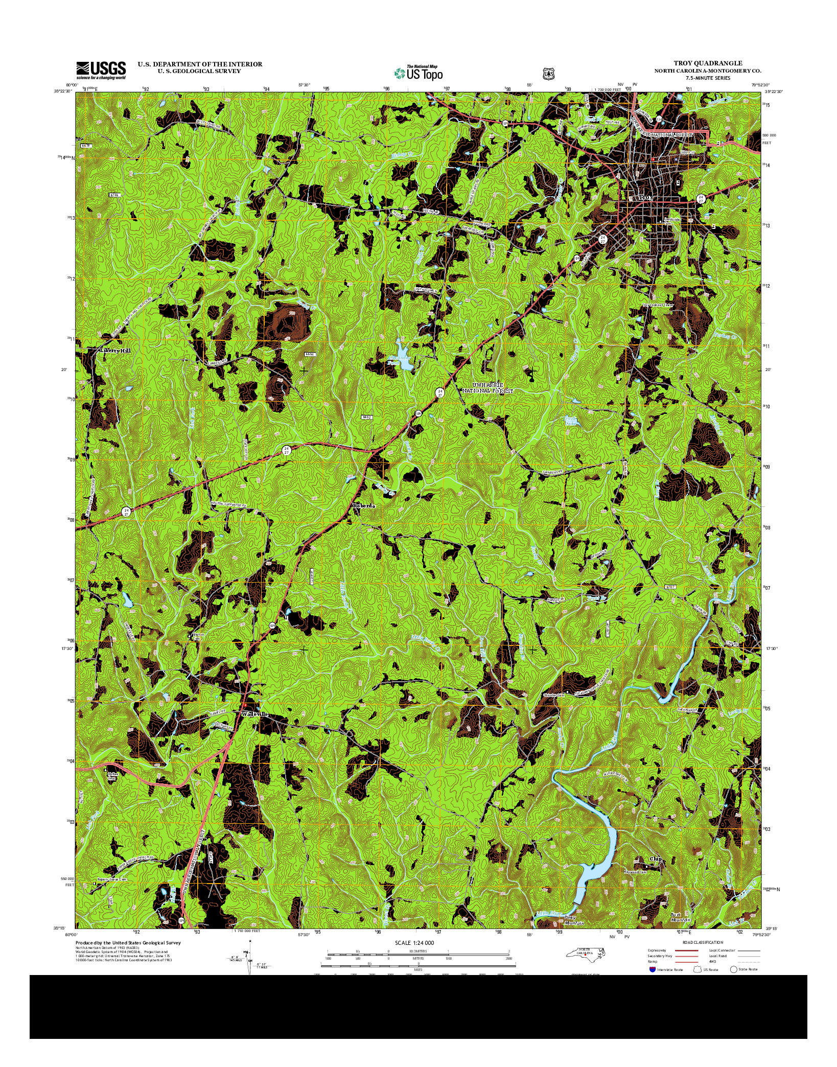 USGS US TOPO 7.5-MINUTE MAP FOR TROY, NC 2013