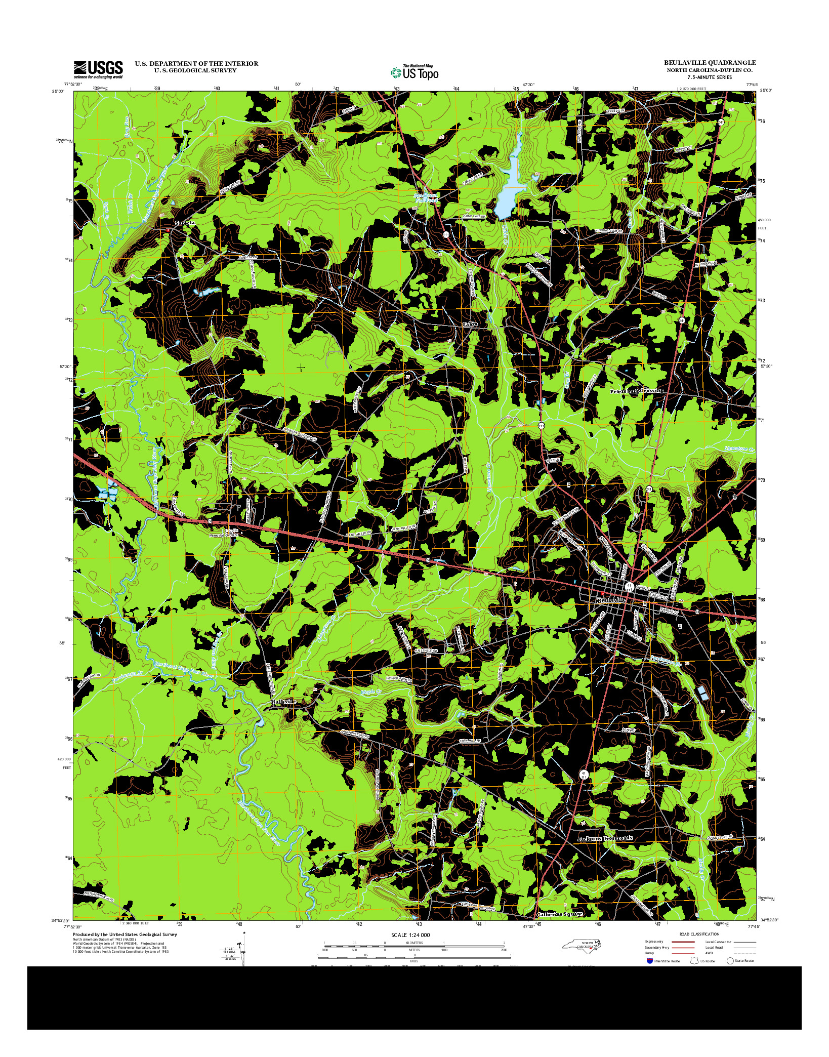 USGS US TOPO 7.5-MINUTE MAP FOR BEULAVILLE, NC 2013