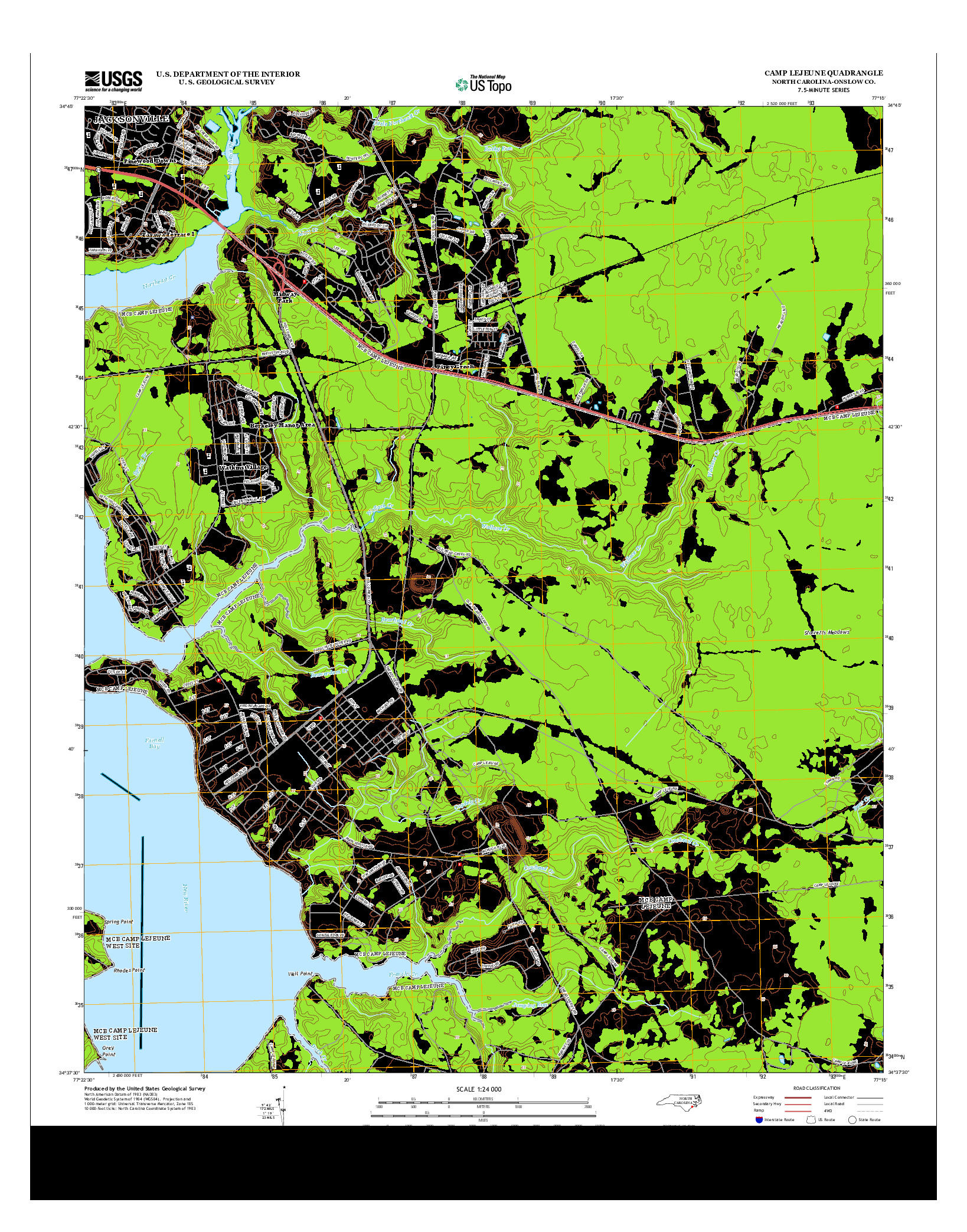 USGS US TOPO 7.5-MINUTE MAP FOR CAMP LEJEUNE, NC 2013