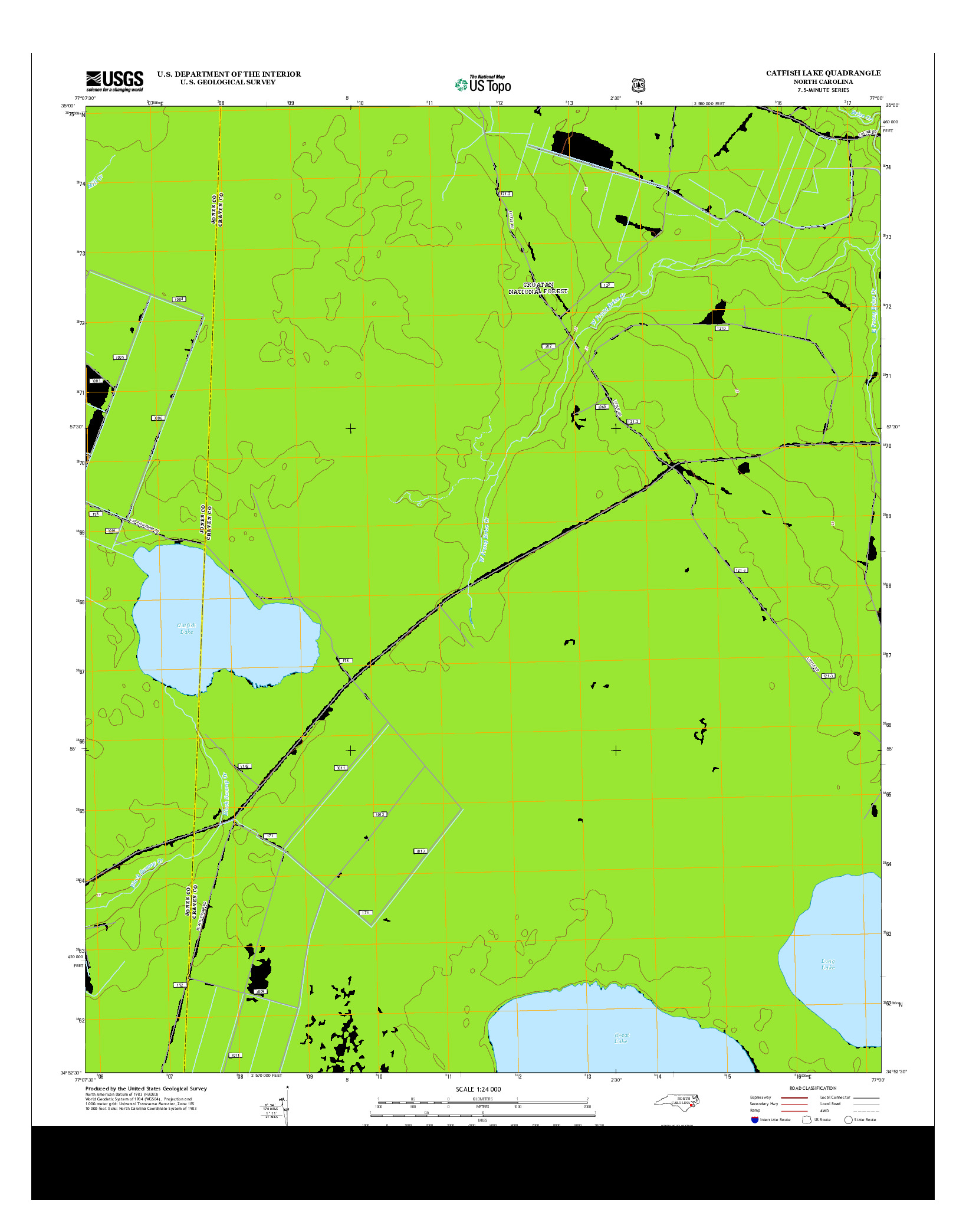 USGS US TOPO 7.5-MINUTE MAP FOR CATFISH LAKE, NC 2013