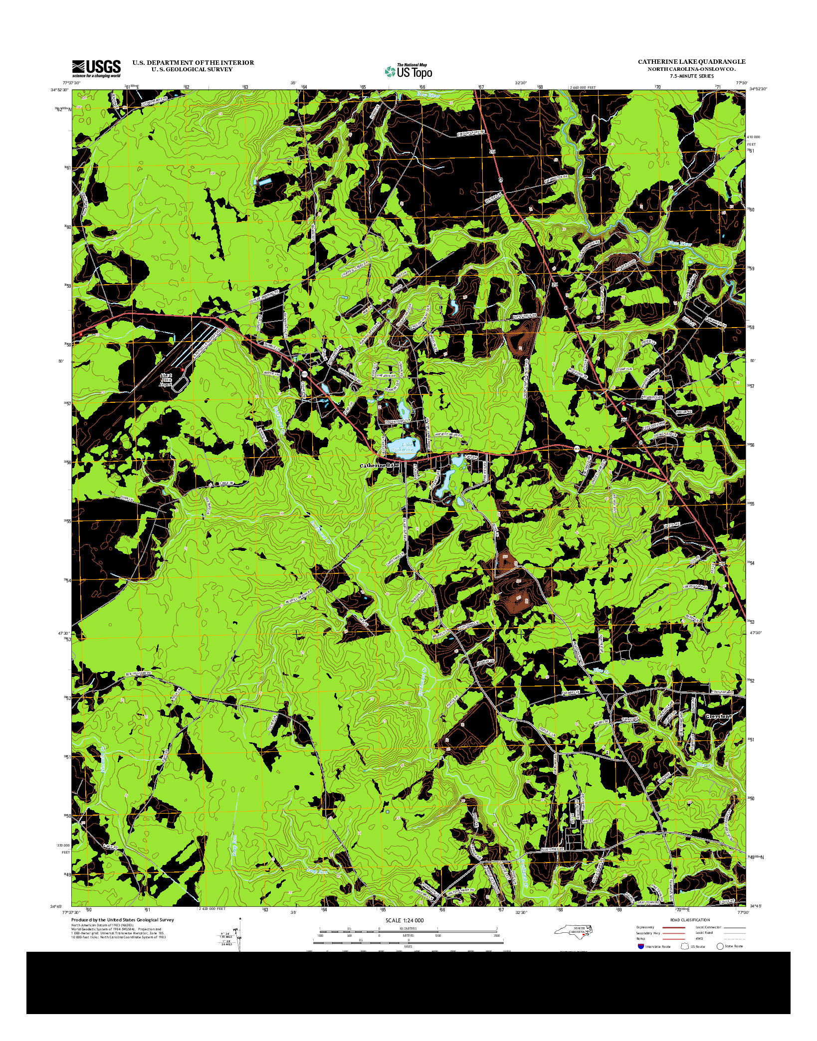 USGS US TOPO 7.5-MINUTE MAP FOR CATHERINE LAKE, NC 2013