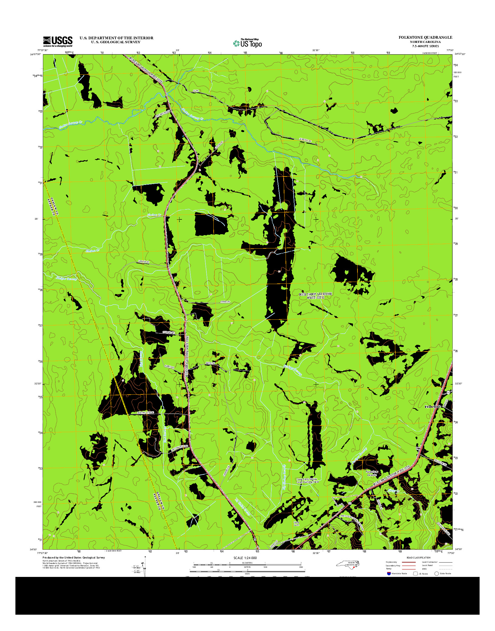 USGS US TOPO 7.5-MINUTE MAP FOR FOLKSTONE, NC 2013