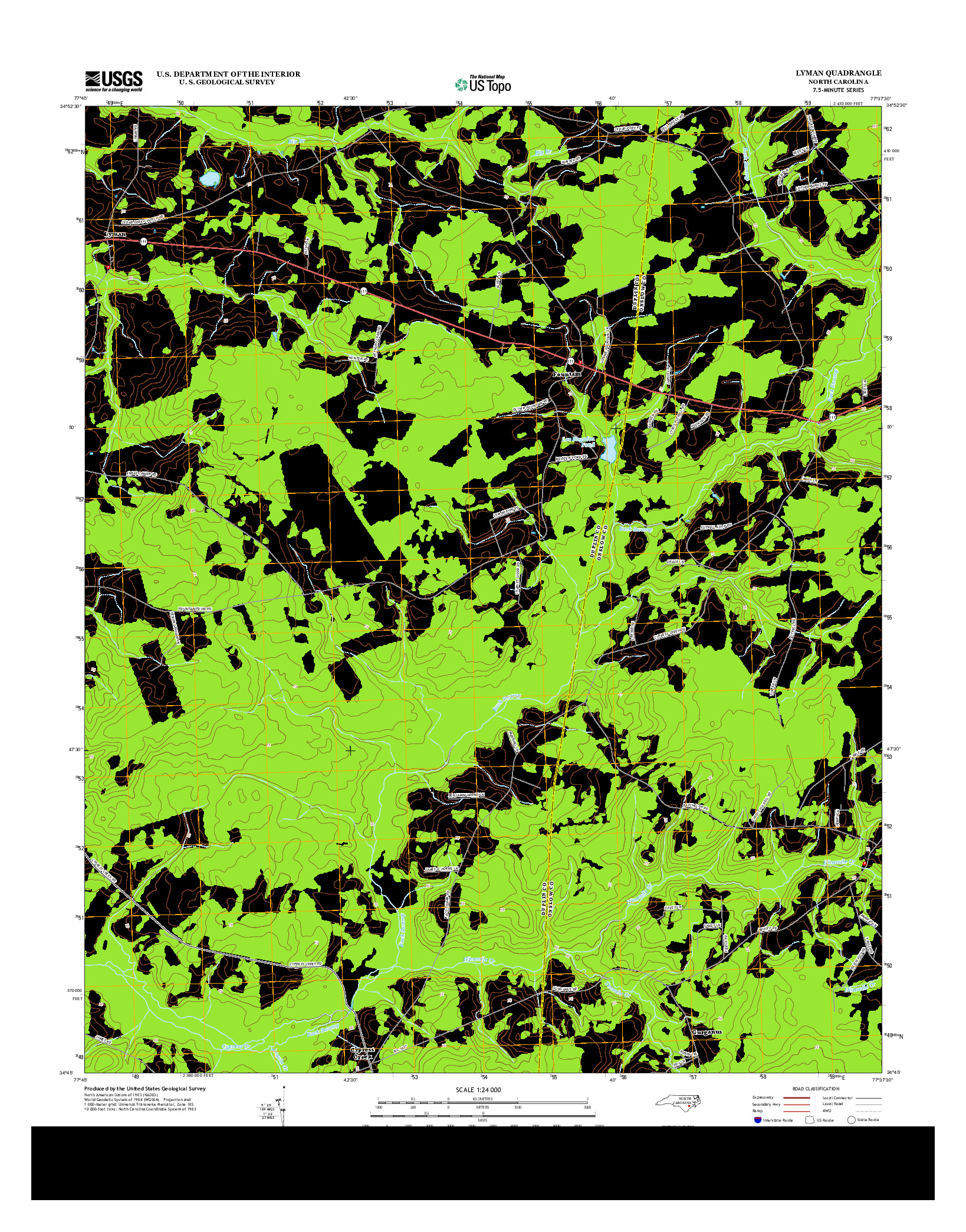 USGS US TOPO 7.5-MINUTE MAP FOR LYMAN, NC 2013