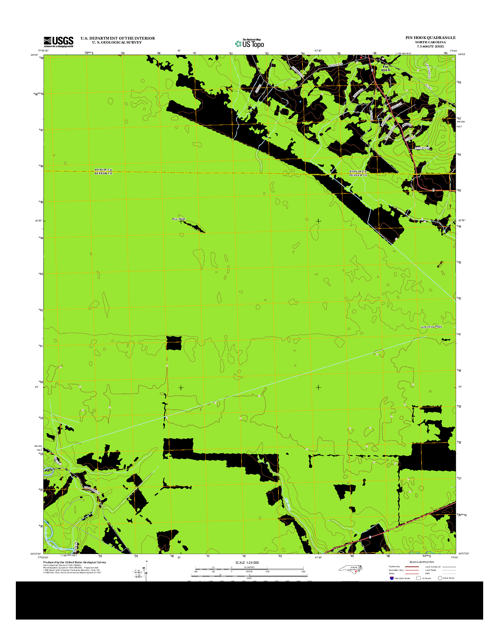 USGS US TOPO 7.5-MINUTE MAP FOR PIN HOOK, NC 2013