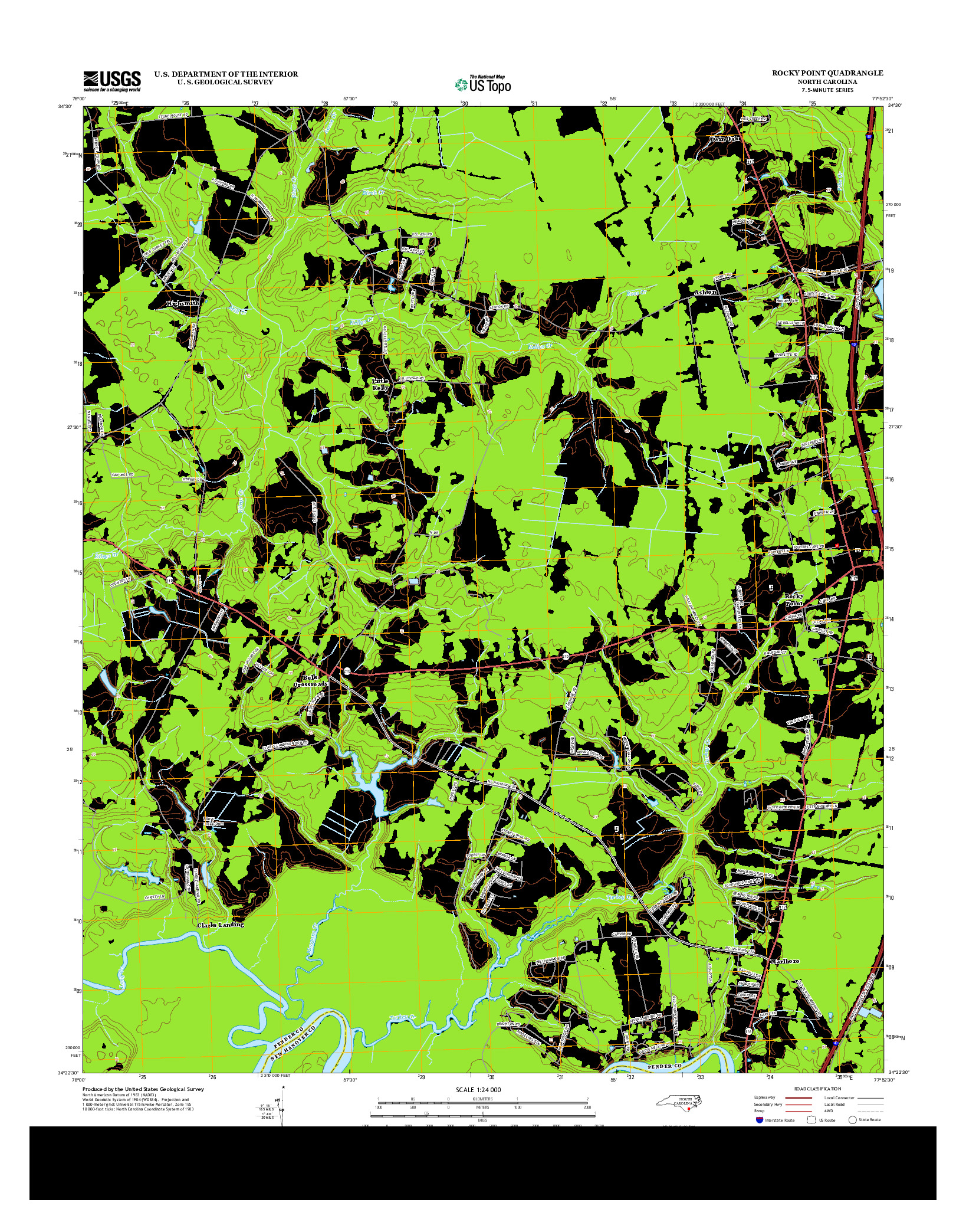 USGS US TOPO 7.5-MINUTE MAP FOR ROCKY POINT, NC 2013