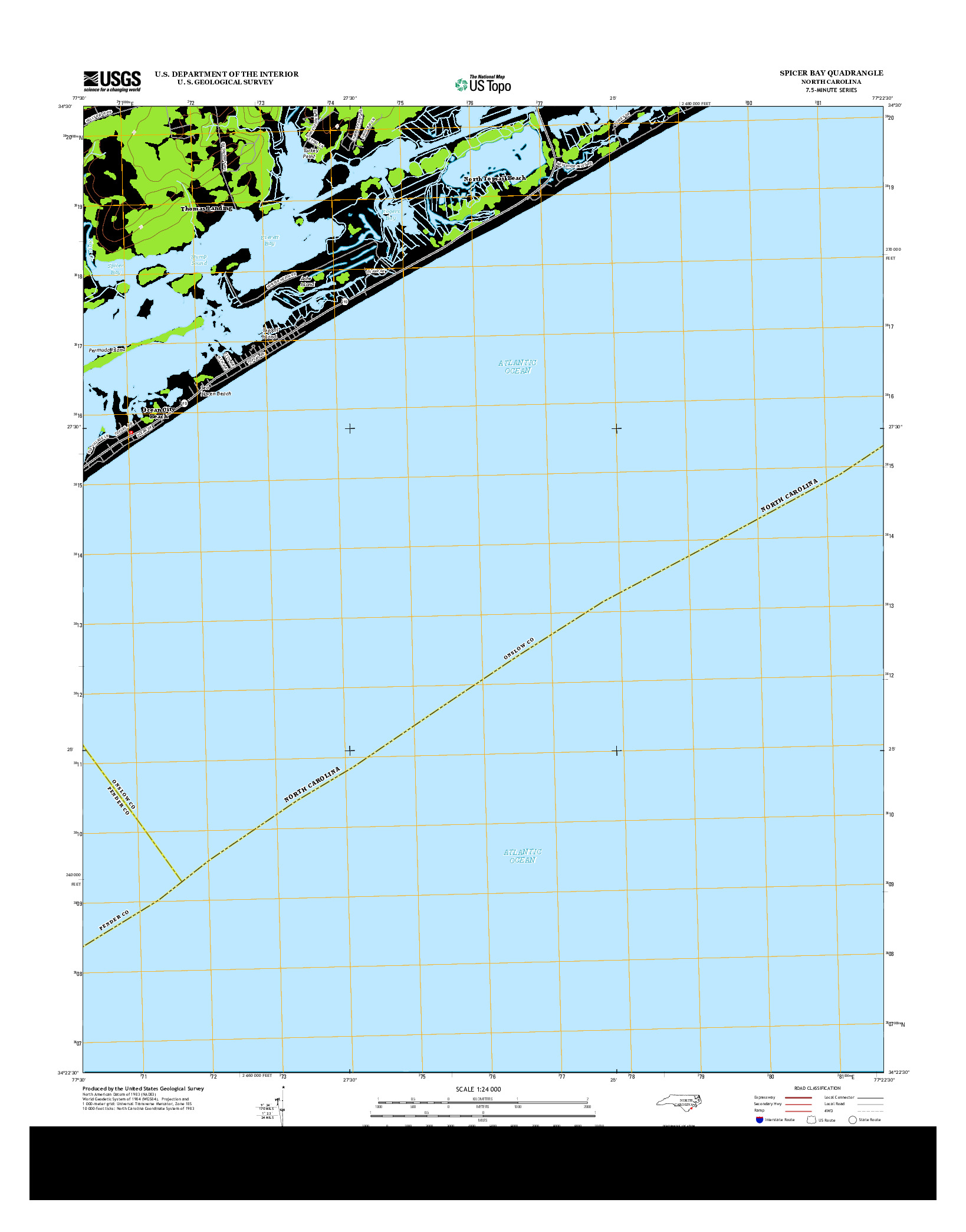 USGS US TOPO 7.5-MINUTE MAP FOR SPICER BAY, NC 2013