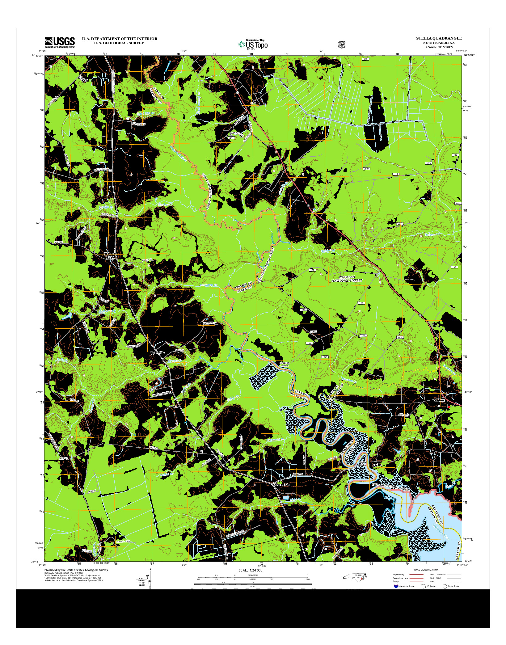 USGS US TOPO 7.5-MINUTE MAP FOR STELLA, NC 2013